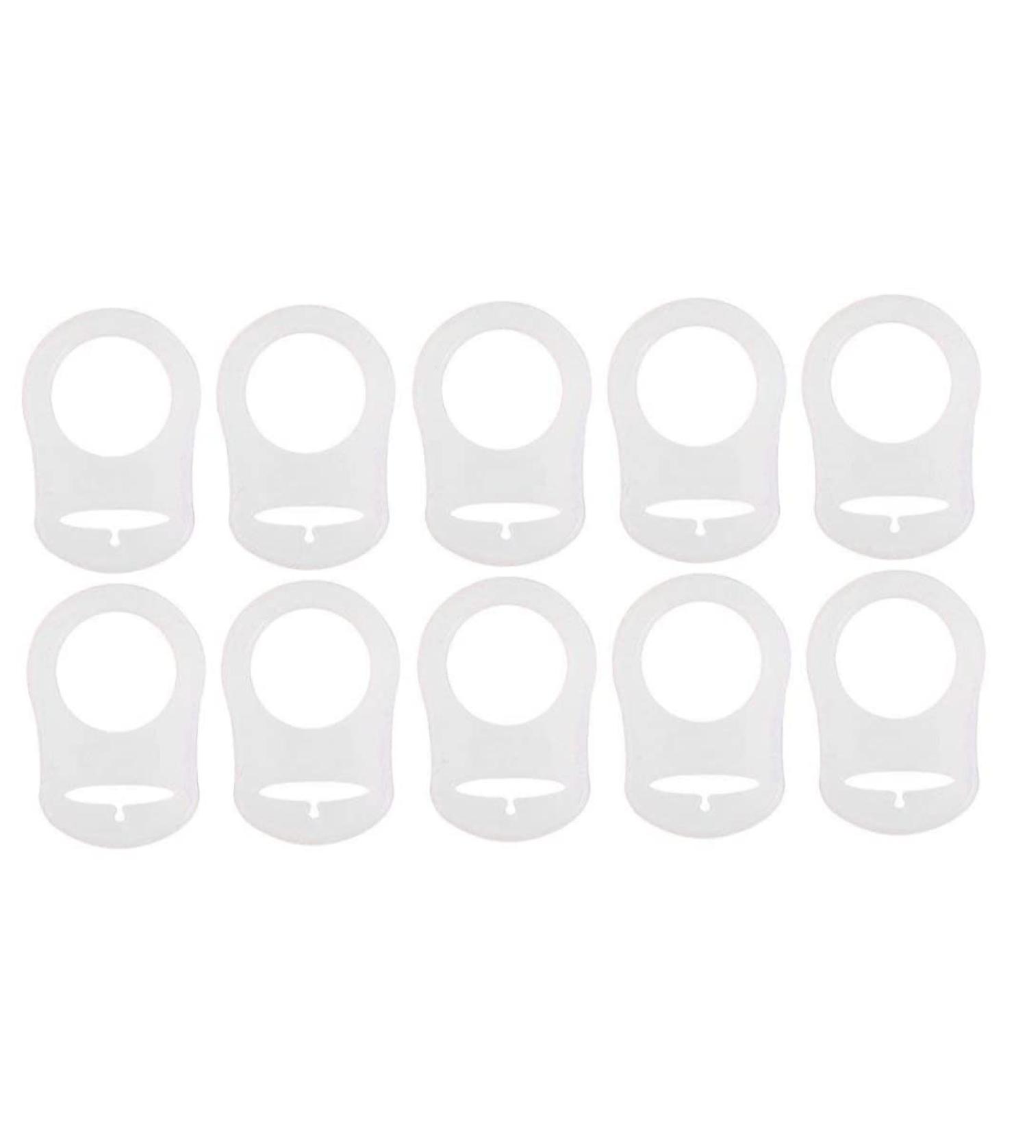 SouiWuzi 10pcs Ring Button Pacifier Adapter | White Silicone Baby Dummy Holder & Clip | International Shipping Available - Buy Online on GoSupps.com