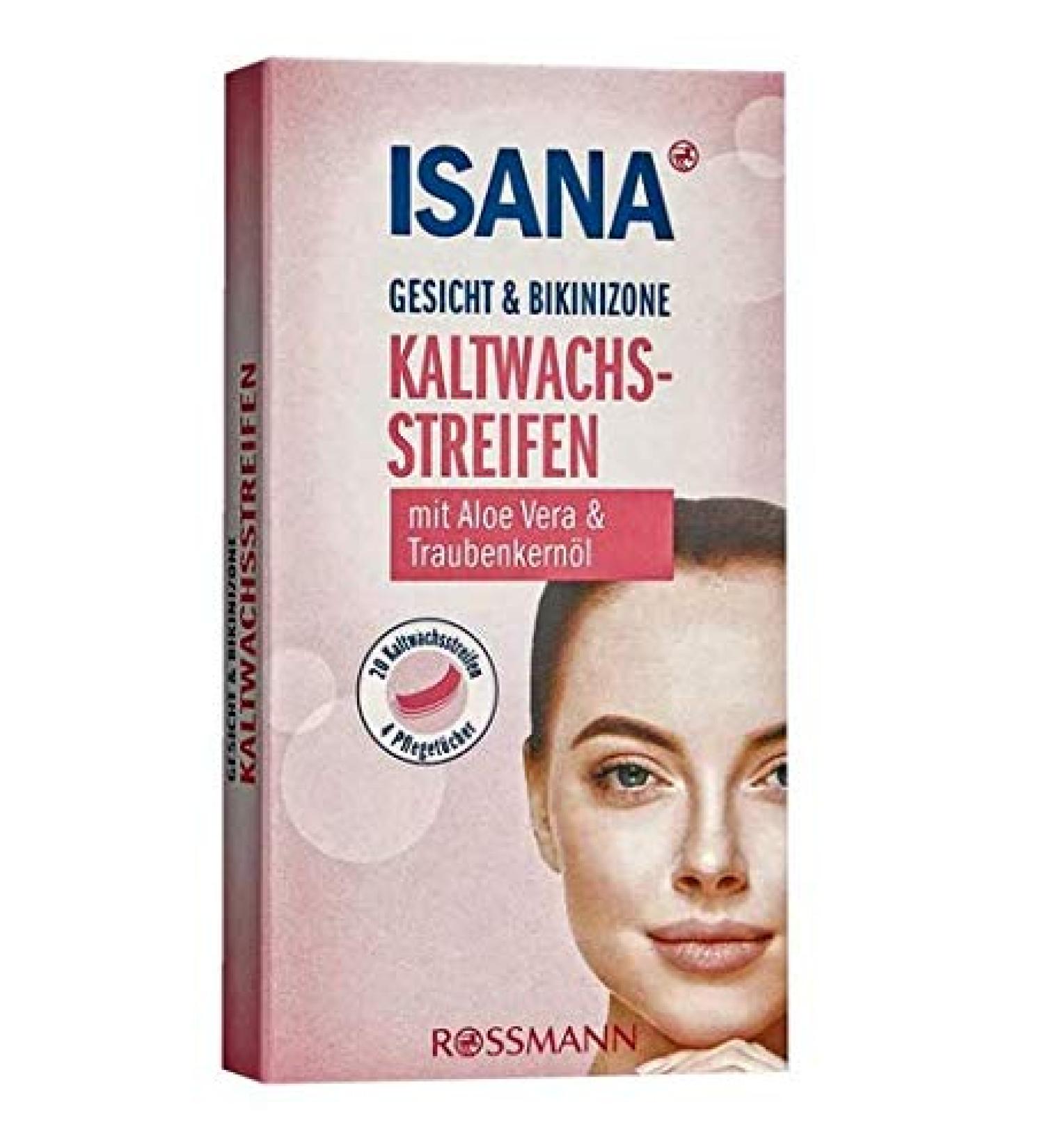 Cold wax strips face & bikini area - With aloe vera & grape seed oil - 20 cold wax strips + 4 care wipes