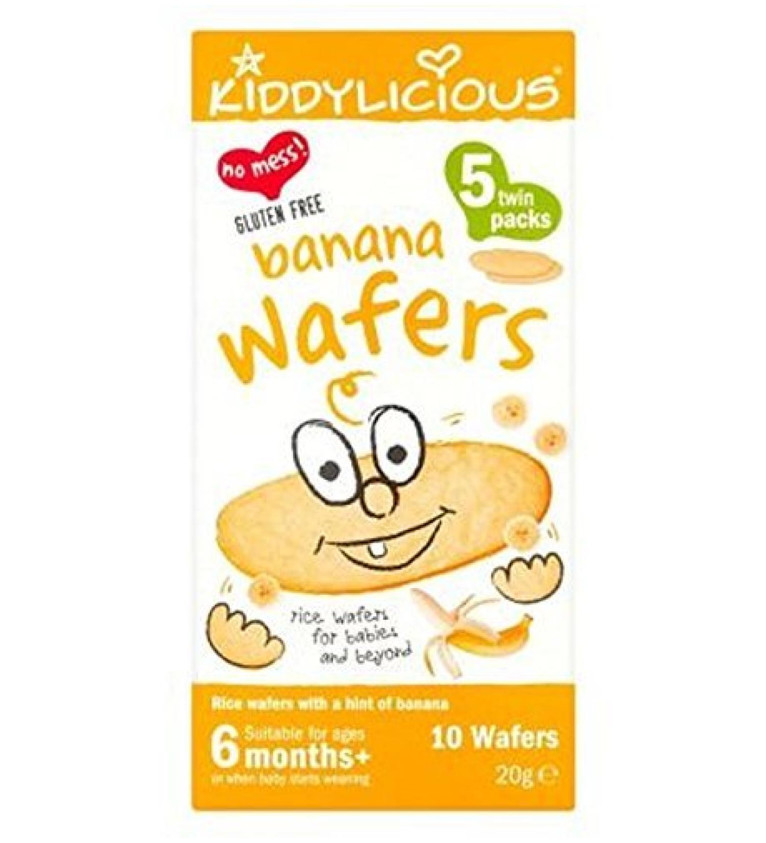Kiddylicious Banana Wafers 10 Wafers 20G 6+ Months - Pack of 2