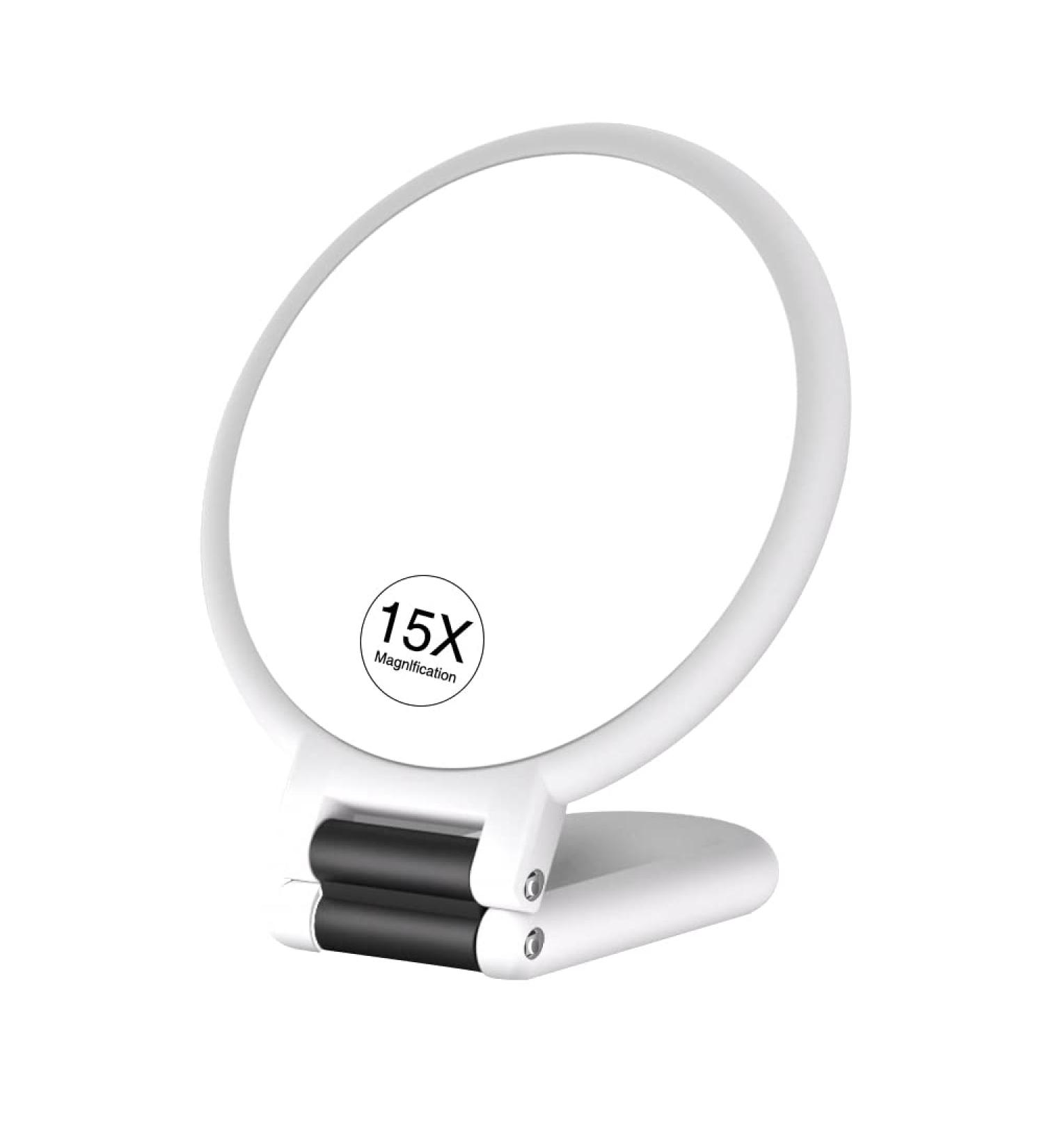 AUIAU 15x Magnifying Handheld Mirror with Handle | Double Sided Portable Travel Makeup Mirror - White - Buy Online on GoSupps.com