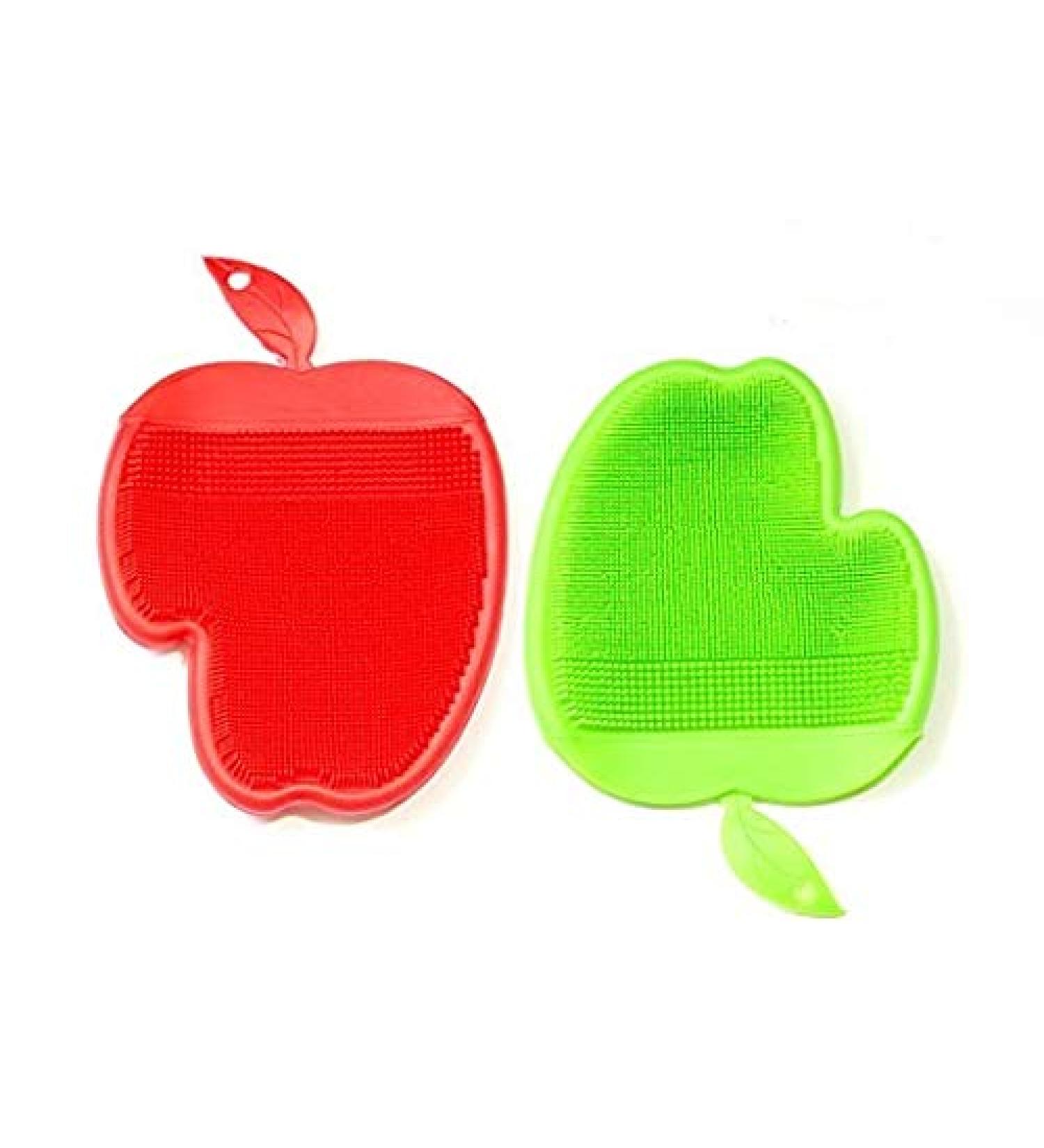 JJMG 2PCS Silicone Body & Face Scrubber Set - Deep Cleansing Exfoliating Pads for Smooth Skin Blackhead Removal - Green & Red Apple Shapes - Buy Online on GoSupps.com