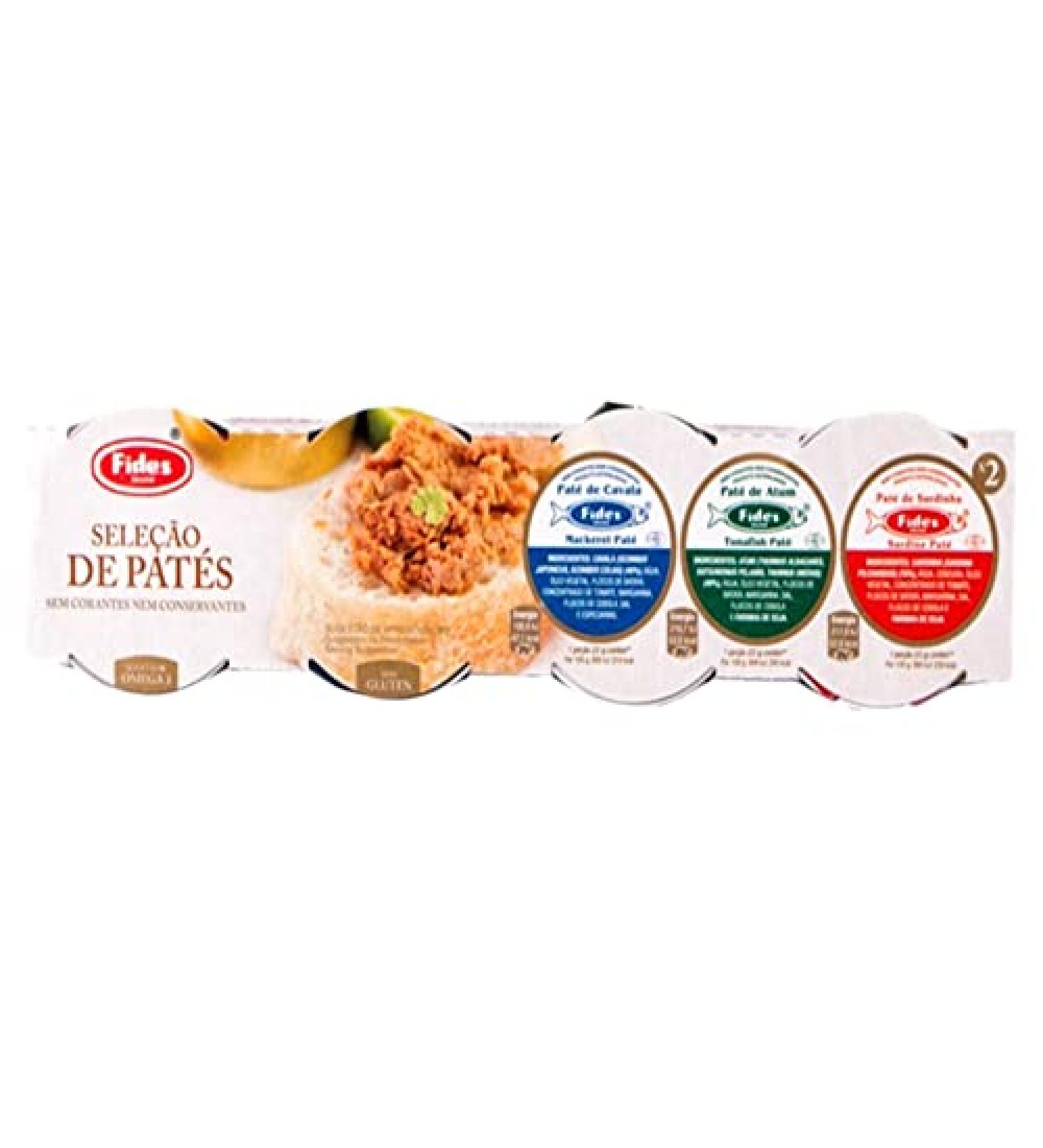 Fides Portugaise Mixed Pate Selections Sardine (2 Tins) & Tuna (1 Tin) & Mackerel (1 Tin) 4x22g - Buy Online on GoSupps.com