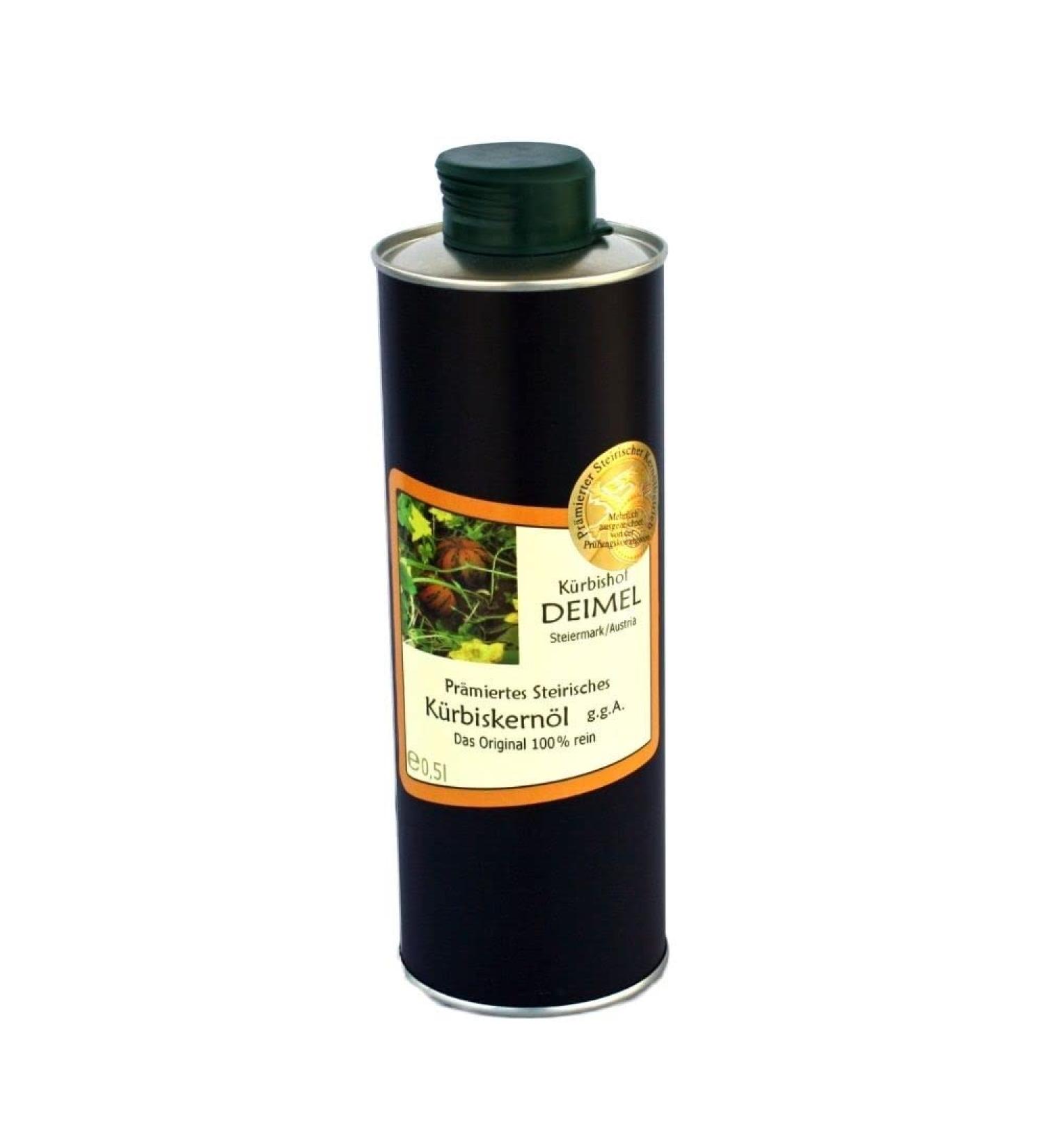 Buy Award-Winning Styrian Pumpkin Seed Oil G.G.A. - 500ml Can - Authentic Austrian Flavor - International Shipping Available - Buy Online on GoSupps.com