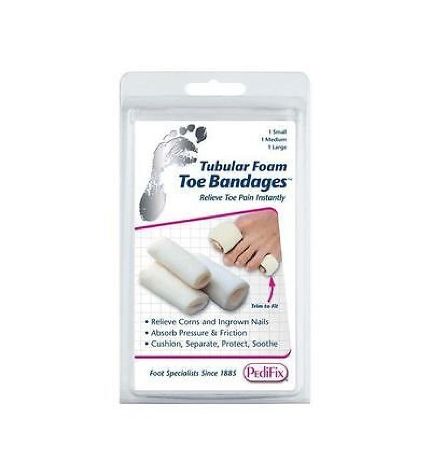 Pedifix P337 Tubular Foam Band Toe Bandages Relieve Corns  Ingrown Nails & More  Medium