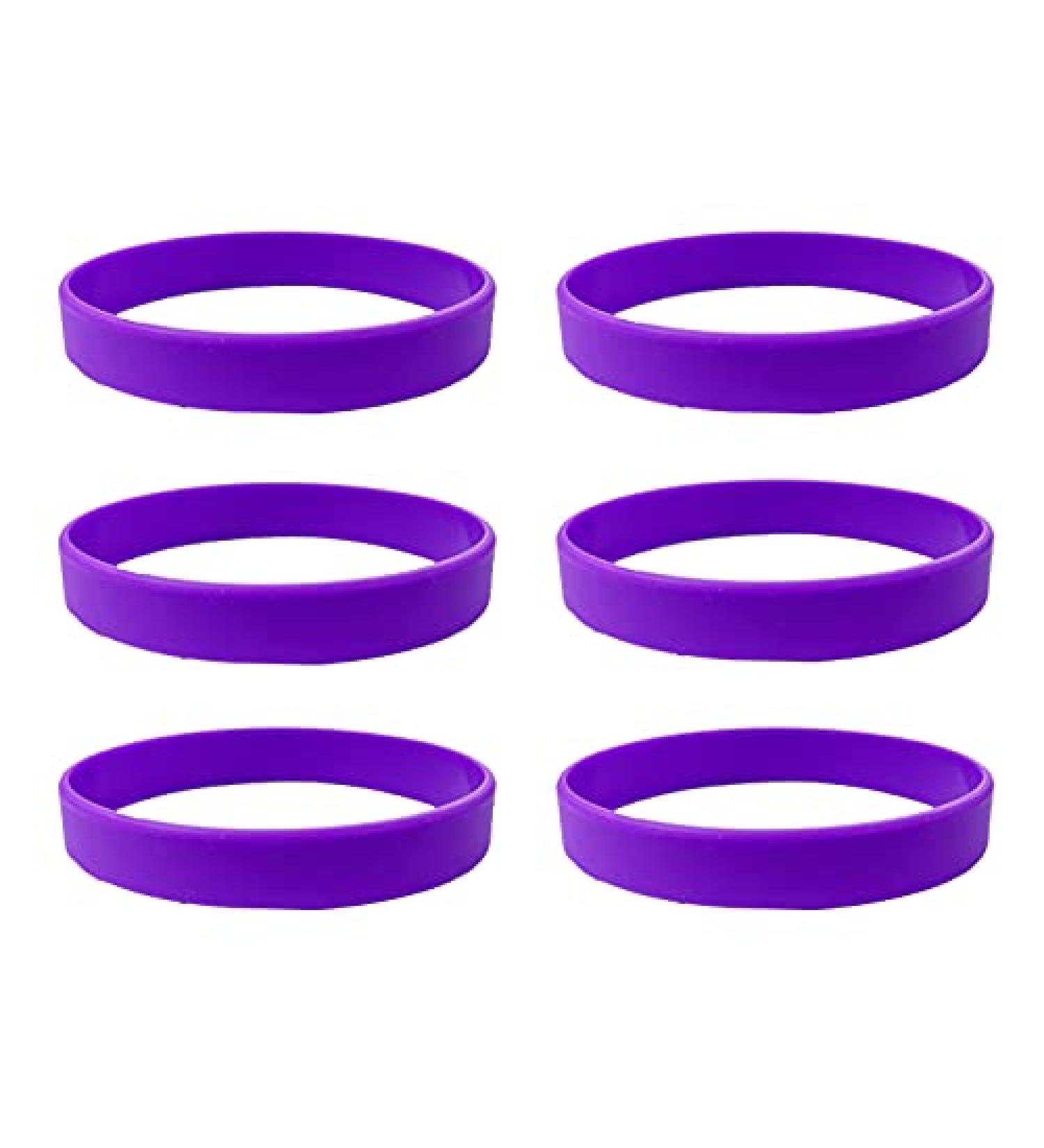 HSQCEZ 6 Pcs Purple Silicone Bracelets for Sports Club, Kids Play, Party Favors - Unisex Solid Color Wristbands - Buy Online on GoSupps.com
