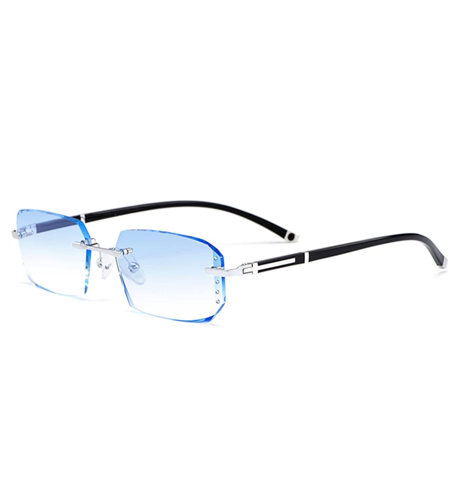 Buy GHARAZ Fashionable Diamond Cut Edge Frameless Reading Glasses - Anti-Blue Light for Men & Women (Blue Size: 0.5+) - Stylish & Comfortable Eye Protection - Buy Online on GoSupps.com