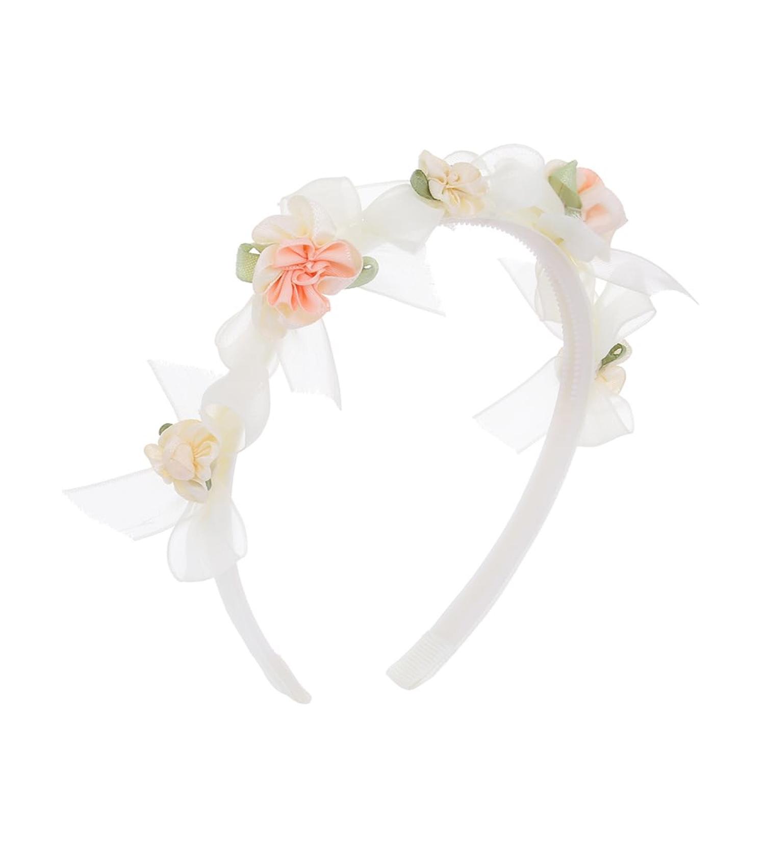 IYOU Flower Wedding Headband Ivory Bowknot Hair Bands Birthday Party Hair Accessories for Girls - Buy Online on GoSupps.com
