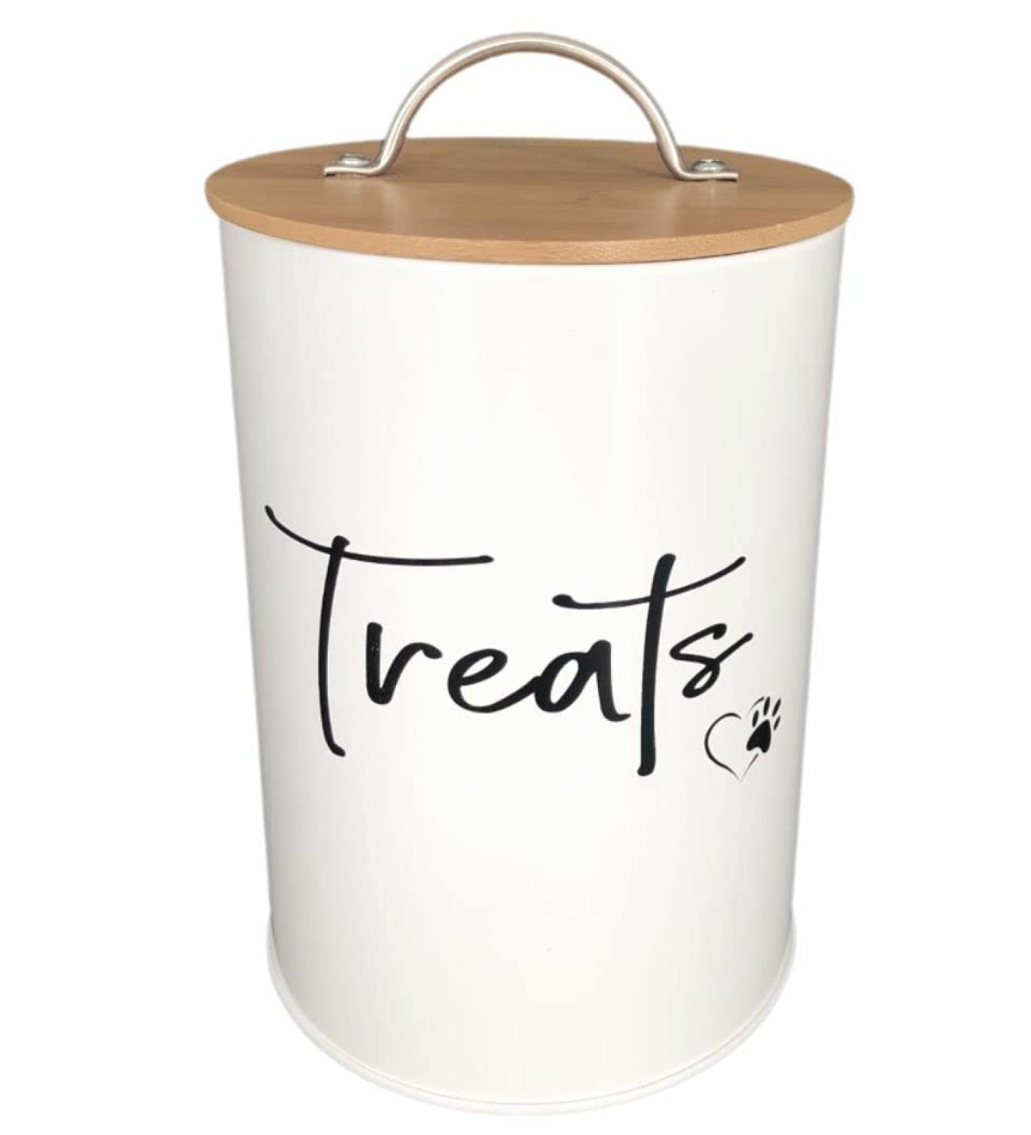 Simply Unleashed White Treat Container with Bamboo Lid - 98 oz | Dog and Cat Storage - Buy Online on GoSupps.com