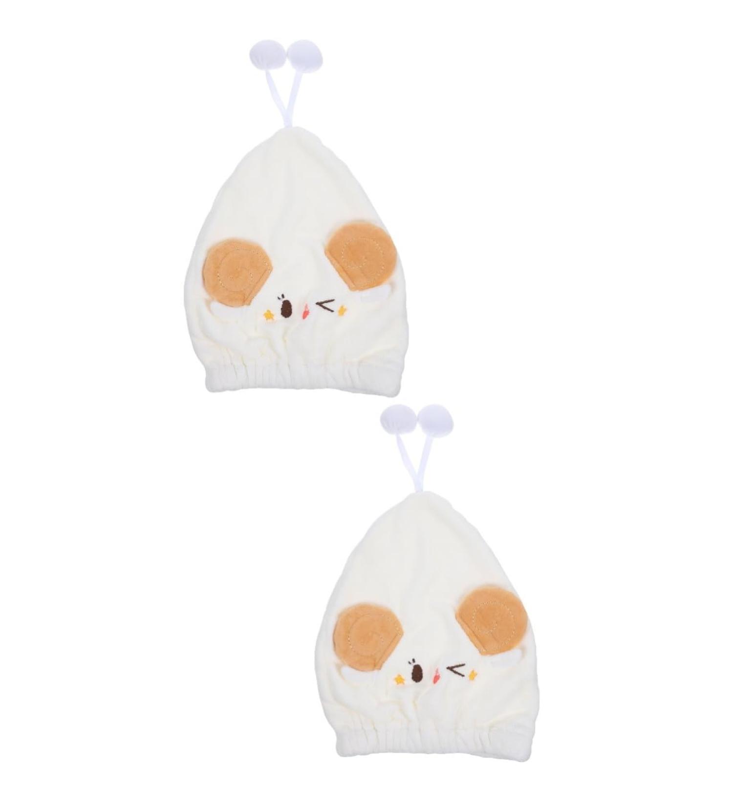 MAGICLULU Womens Hat 2pcs Cartoon Dry Hair Cap Absorption Drying Hair Hats Rapid Drying Towel Rapid Hair Drying Hat Hair Bonnet Shower Hats Women's Coral Fleece Quick Dry Turban White - Buy Online on GoSupps.com