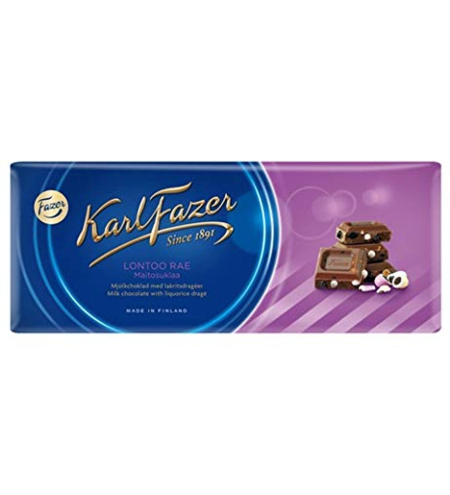 Fazer KarlFazer Liquorice drage in milk Chocolat 10 barres of 200g