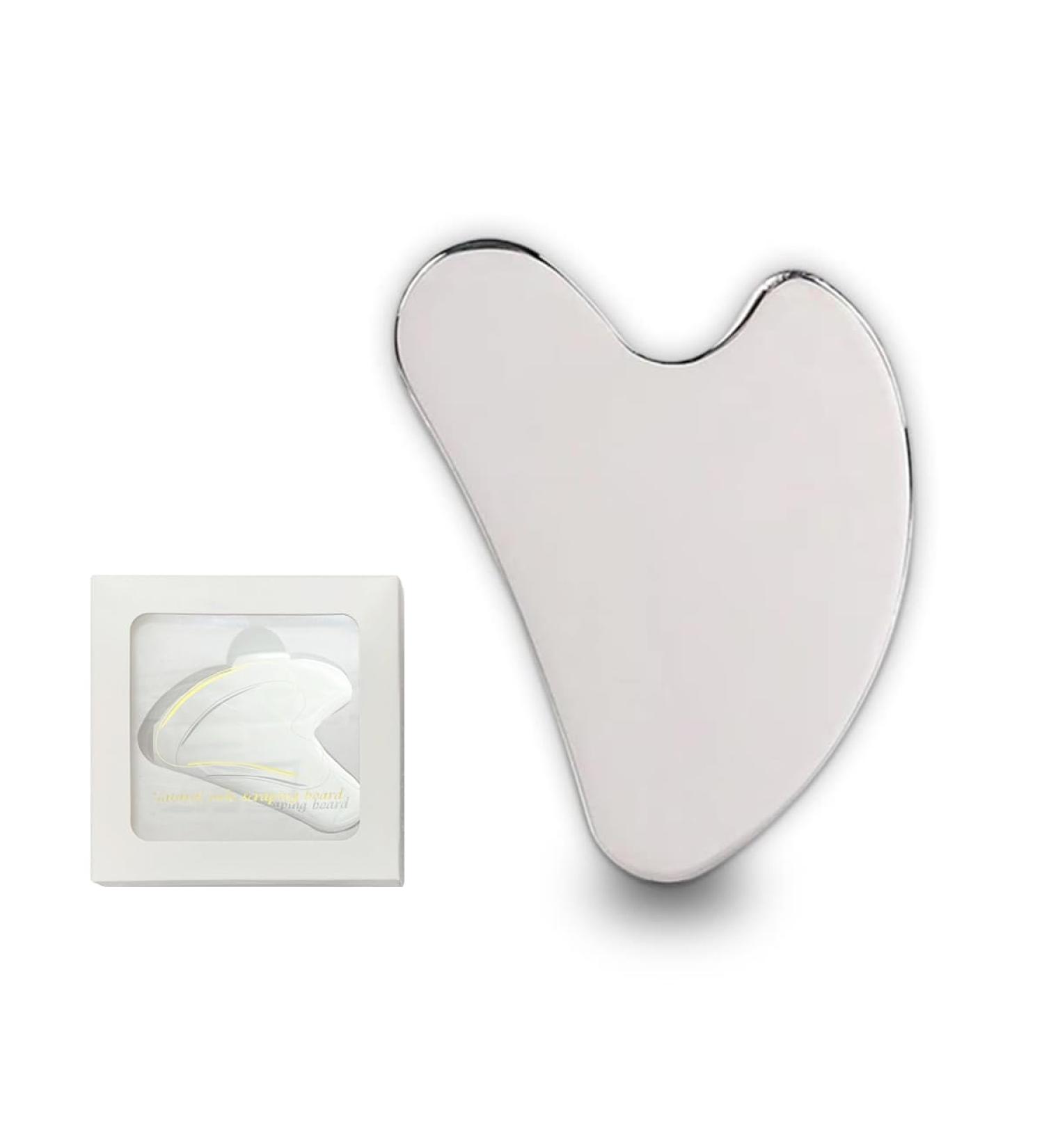 Bounabay Gua Sha Stainless Steel Heart Shape Massage Tool | Slimmer Face & Contouring | 8.5cm x 5.5cm | International Shipping - Buy Online on GoSupps.com