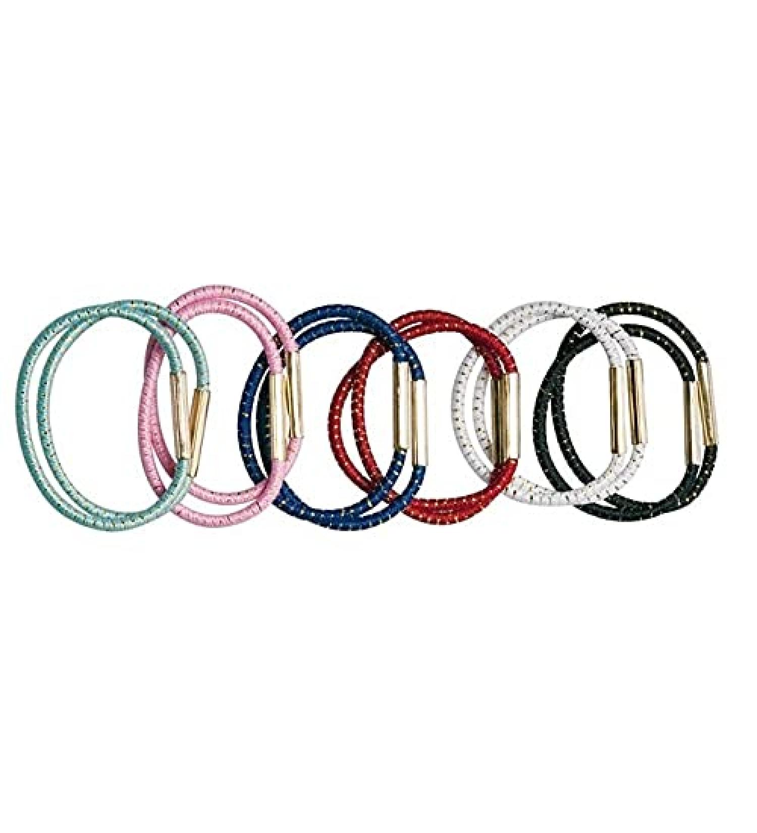 Hair tie set 12 pieces small narrow 6 different colors for many hairstyles.