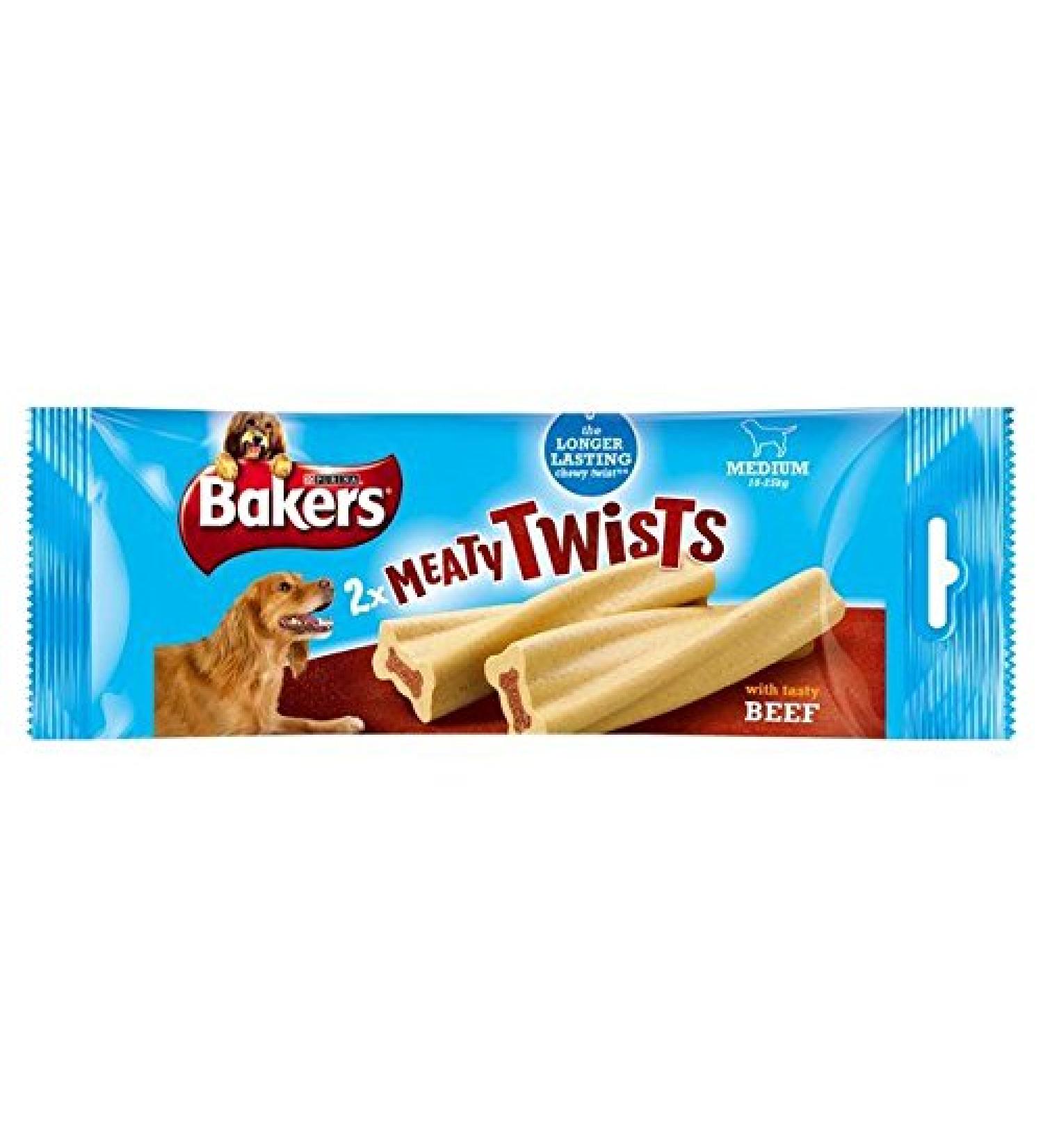 Bakers Medium Dog Treats Meaty Twists 2 x 180g (Pack of 2)