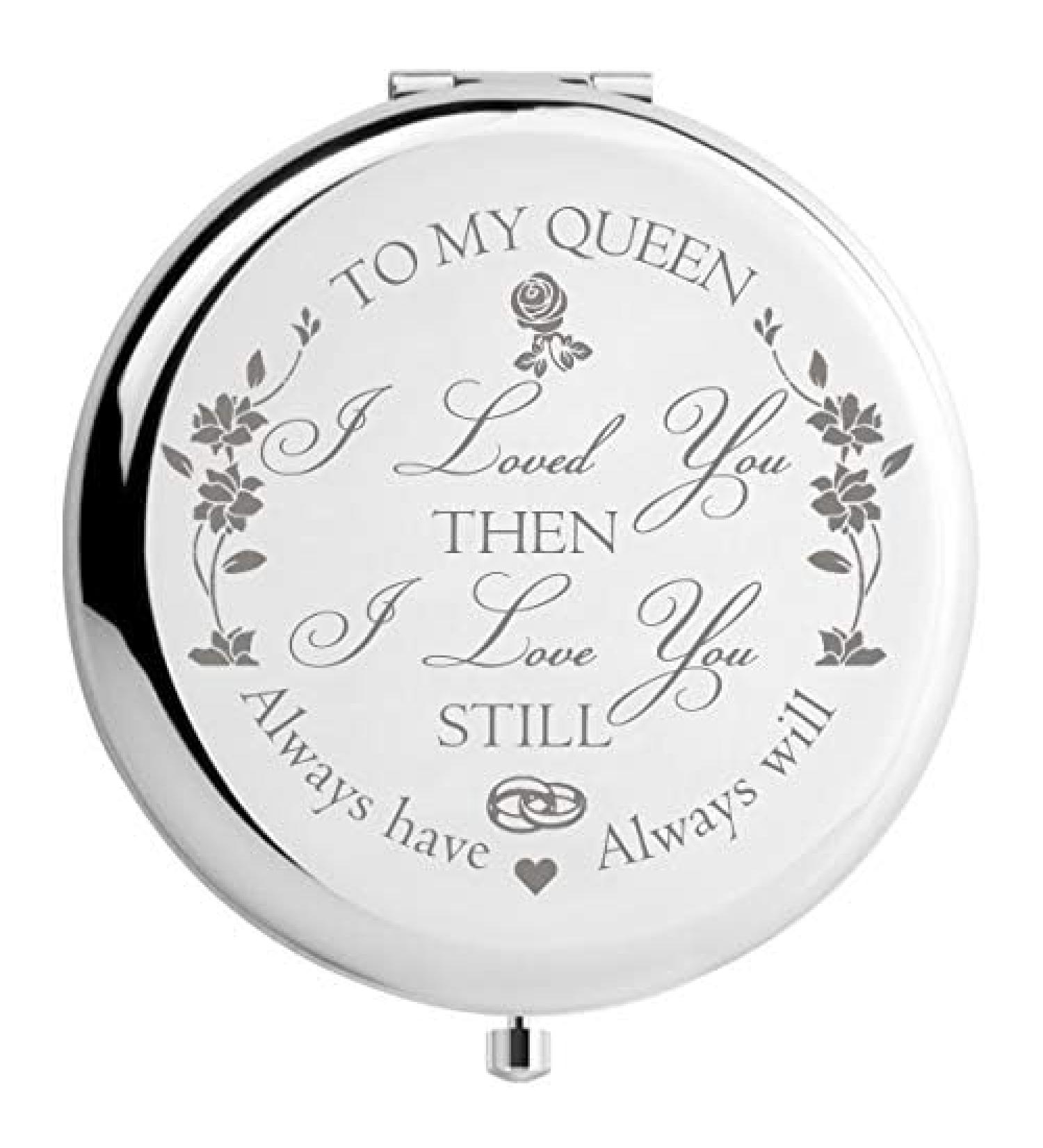Wife Gifts from Husband Anniversary Romantic Gifts for Her Wife Birthday Gift Ideas Engraved Makeup Mirror for Wedding - Silver - One Size - Buy Online on GoSupps.com