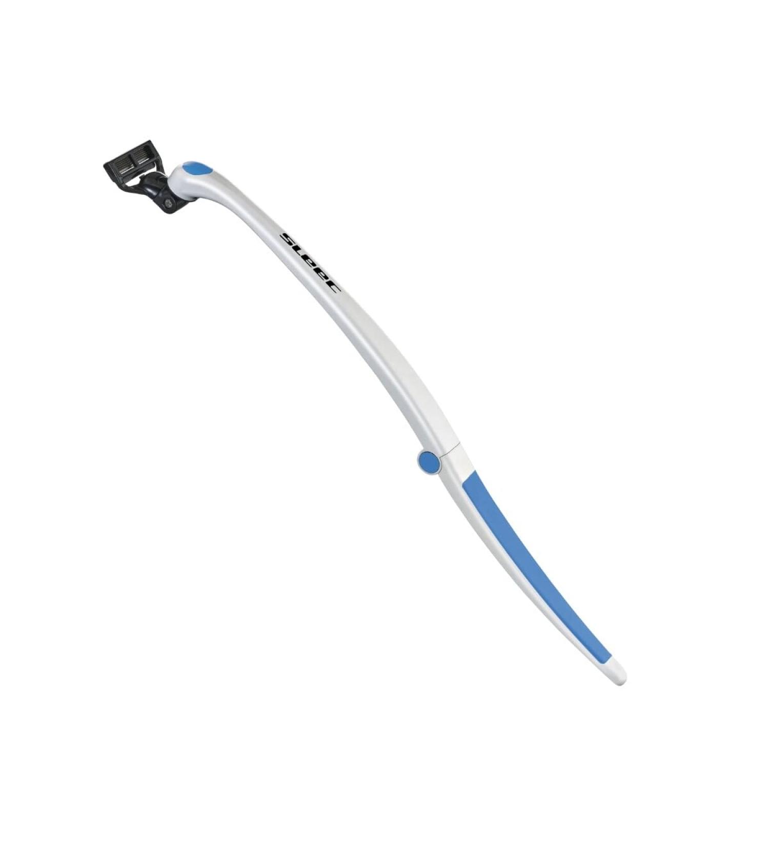 Sleec Razor Body Sport - High-Quality German Razor for Face Legs & Back | Fold-Out Grip | 4x5 Blades | White/Light Blue - Buy Online on GoSupps.com