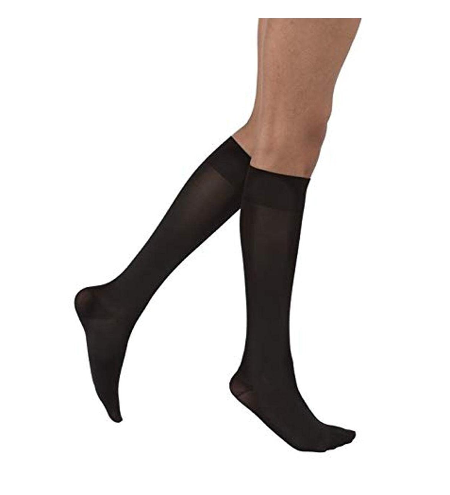 JOBST Opaque Knee High Compression Stockings 15-20 mmHg - Closed Toe - Medium - Classic Black | International Shipping Available - Buy Online on GoSupps.com