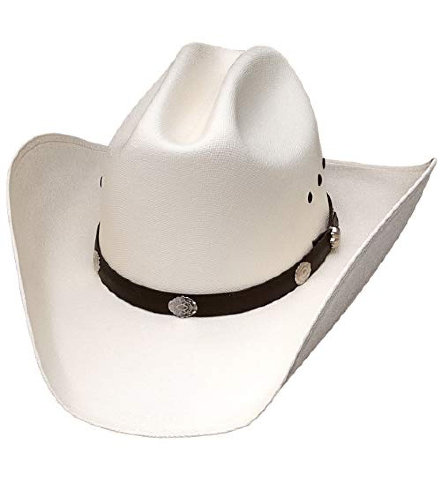 Child Authentic Classic Cattleman Straw Cowboy Hat with Silver Conchos - White - Kidz One Size Fits All - Buy Online on GoSupps.com