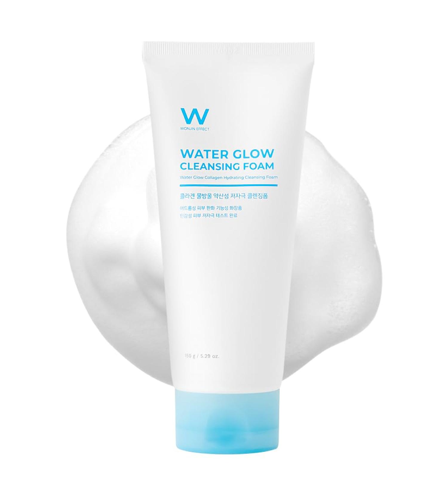 Water Glow Cleansing Foam 5.29 fl oz | Oil-Free Hydrating Facial Cleanser with Salicylic Acid & Hyaluronic Acid | Hypoallergenic K-Beauty for Sensitive Skin - Buy Online on GoSupps.com