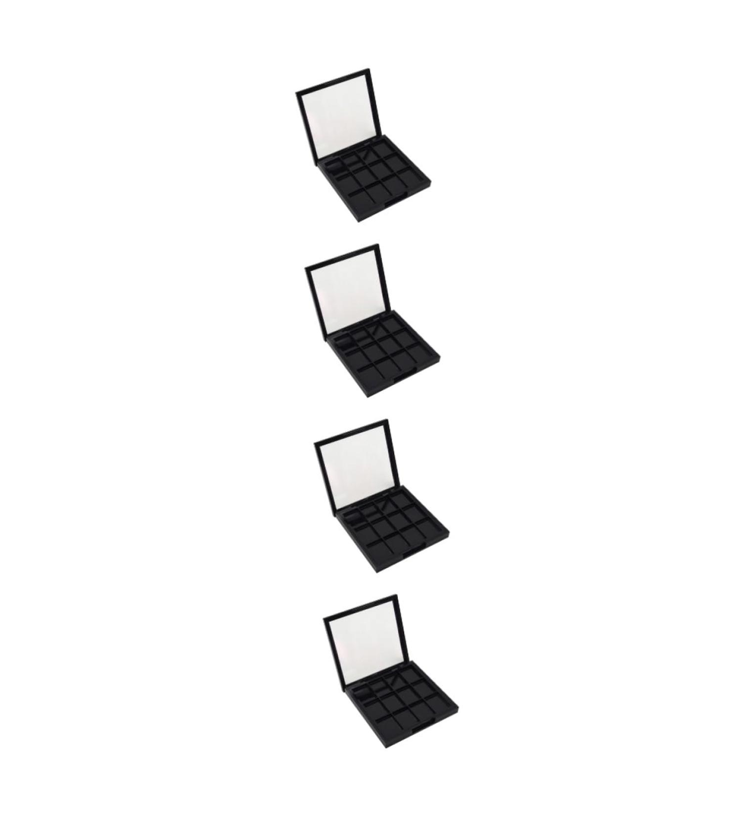 PLAFOPE 4 Pcs 12 Empty Eye Shadow Pallet Acrylic Makeup Cosmetic Pallet Empty Makeup with Mirror Black - Buy Online on GoSupps.com