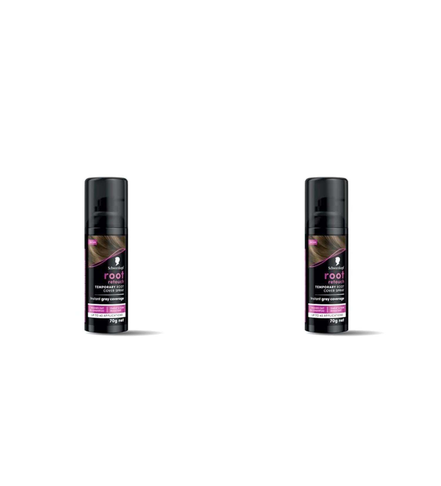 Schwarzkopf Root Retouch Instant grey root coverage spray for regrowth sweat and rain resistant temporary roots spray Brown 70g (Pack of 2) Light Brown 120 g (Pack of 2) - Buy Online on GoSupps.com