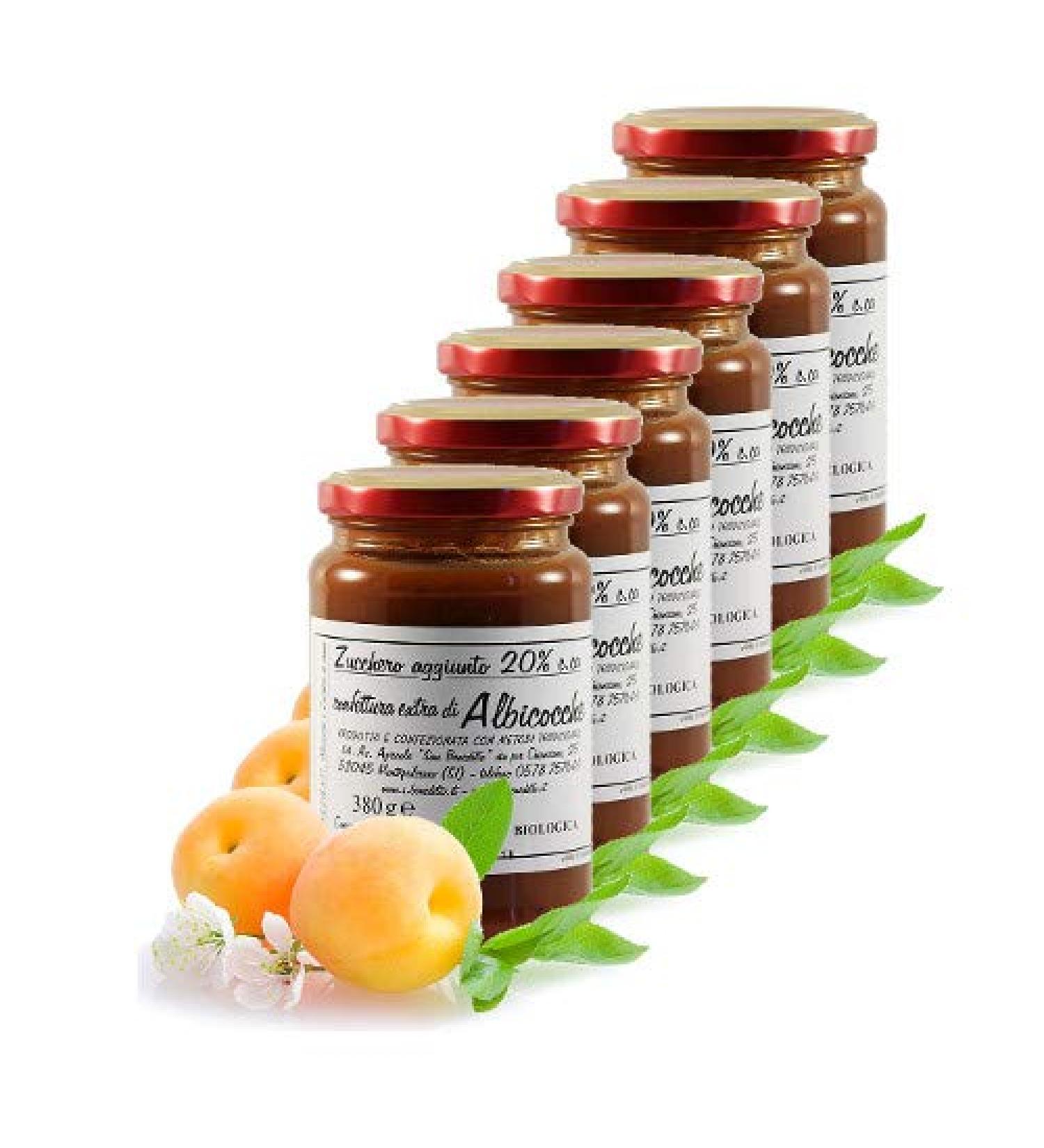 San Benedetto extra organic apricot jam - Italian artisan product (6 pots 380 grams)