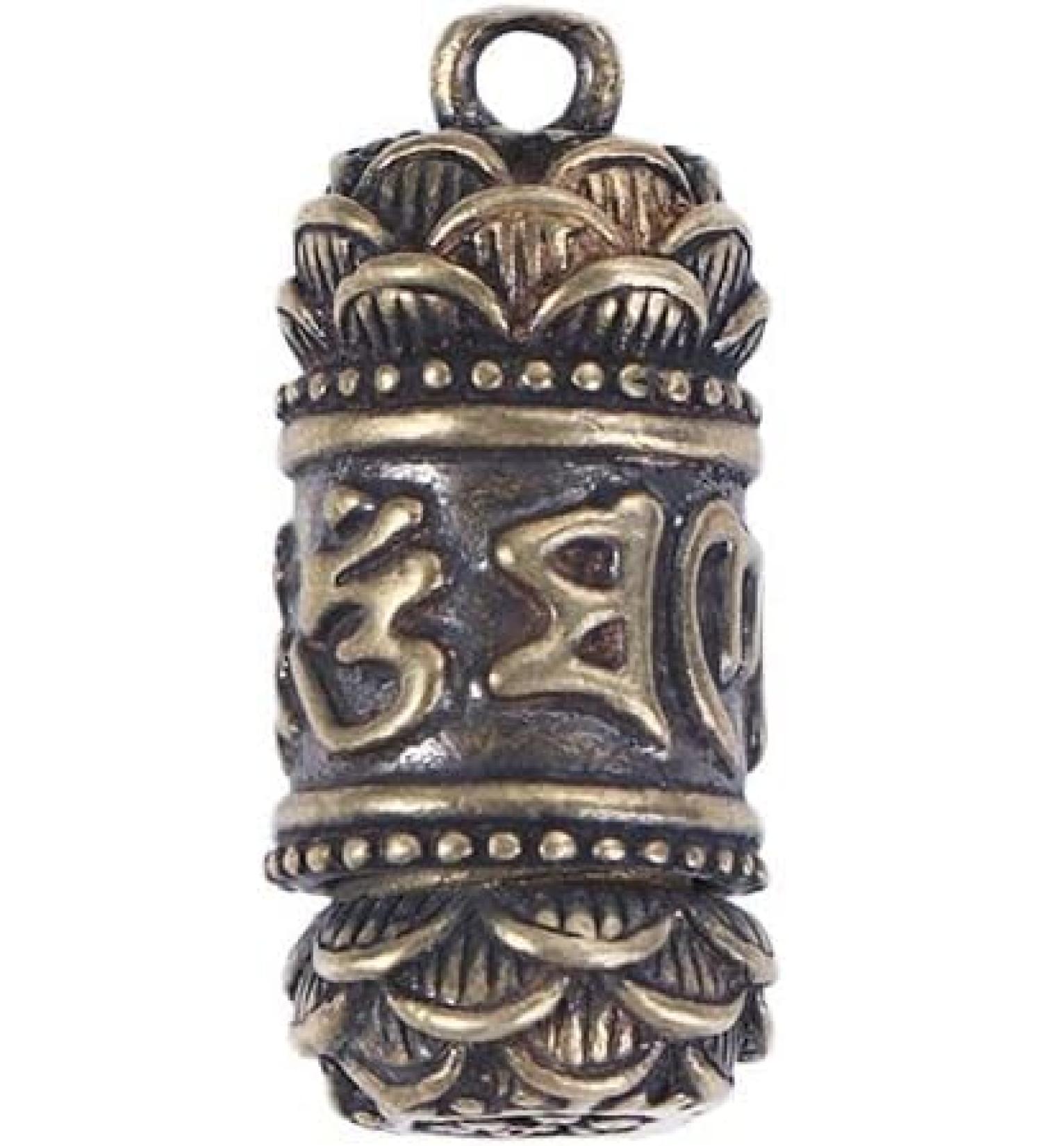 Vintage Brass Necklace Pendant with Buddhist Carving - Pill Box Keychain for Travel - Personal Pill Organizer - Buy Online on GoSupps.com