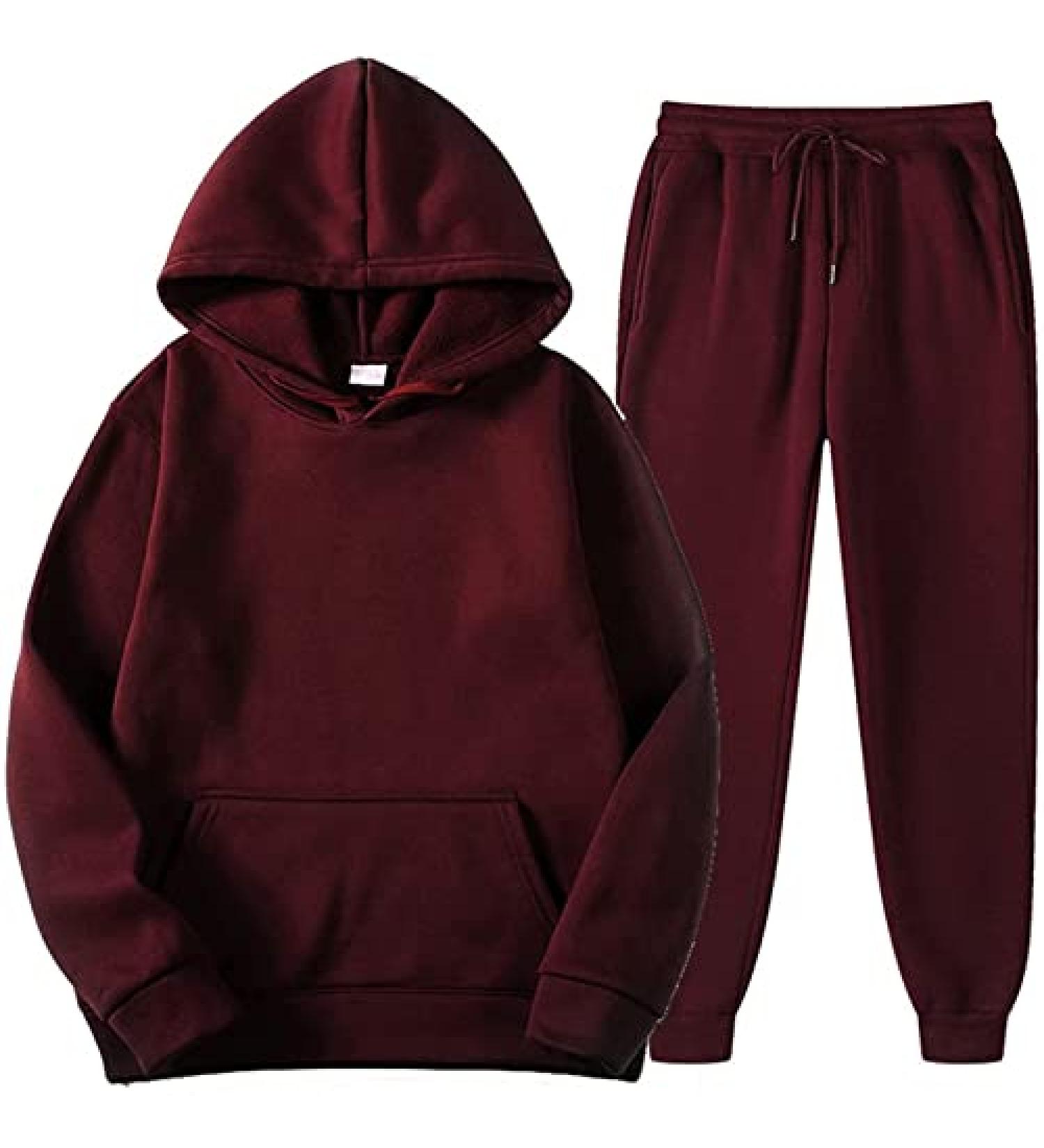 FIRERO Men's Tracksuit 2 Piece Set - Hoodies Athletic Sweatsuits Casual Suit - Fall Outfit - 02-Wine - XX-Large - Buy Online on GoSupps.com