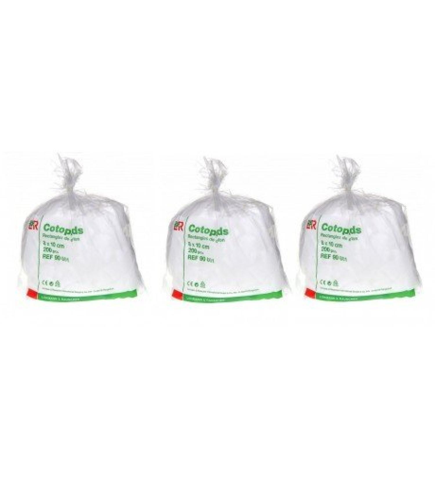 Cotopads Square Cotton 8 x 10 cm White 3 pieces