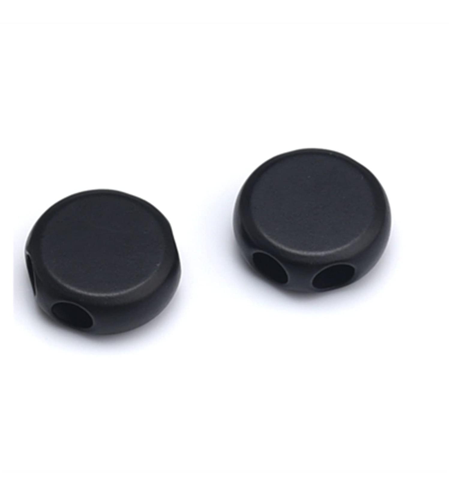 Hole Cord Lock Stopper spring buckle Cord Locks 10pcs/lot Metal Round Zinc Alloy Bell Stoppers Cord Ends Lock 2 Hole For 3-4mm Bungee Cord Silver Black Gold(Black) 15*6mm Black
