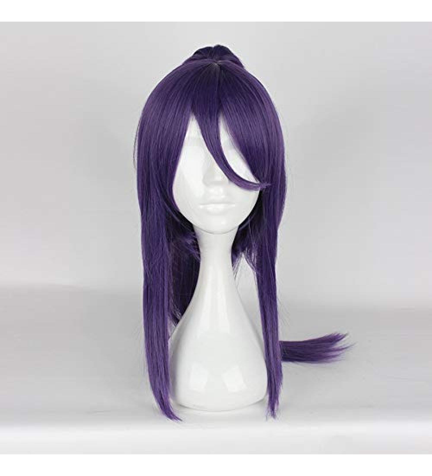 Ensemble Stars Souma Kanzaki Cosplay Wig - Medium Long Purple Synthetic Hair Unisex Party Wig with Claw Clip Ponytail - Buy Online on GoSupps.com