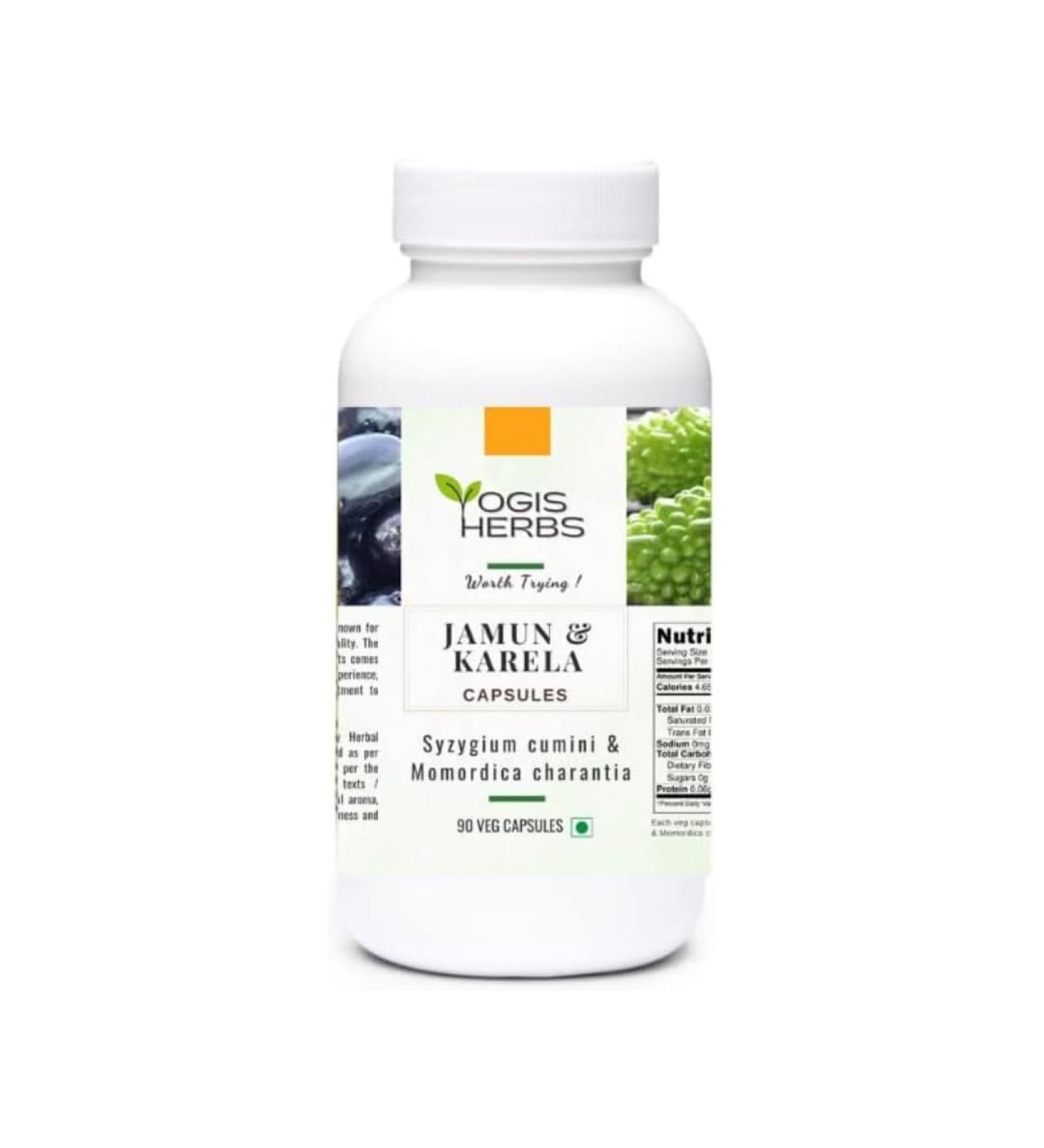 YOGIS HERBS Jamun & karela Capsules (Syzygium cumini & Momordica charantia) for Healthy Metabolism Support 90 Veg Capsules