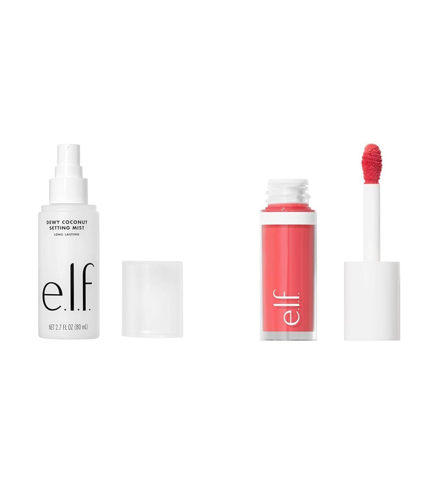 e.l.f. Dewy Coconut Setting Mist Makeup Setting Spray Hydrates & Conditions Skin 2.7 Fl Oz (80mL) & Camo Liquid Blush Long-Lasting Liquid Blush For High-Pigment Colour Spray + Liquid Blush - Buy Online on GoSupps.com