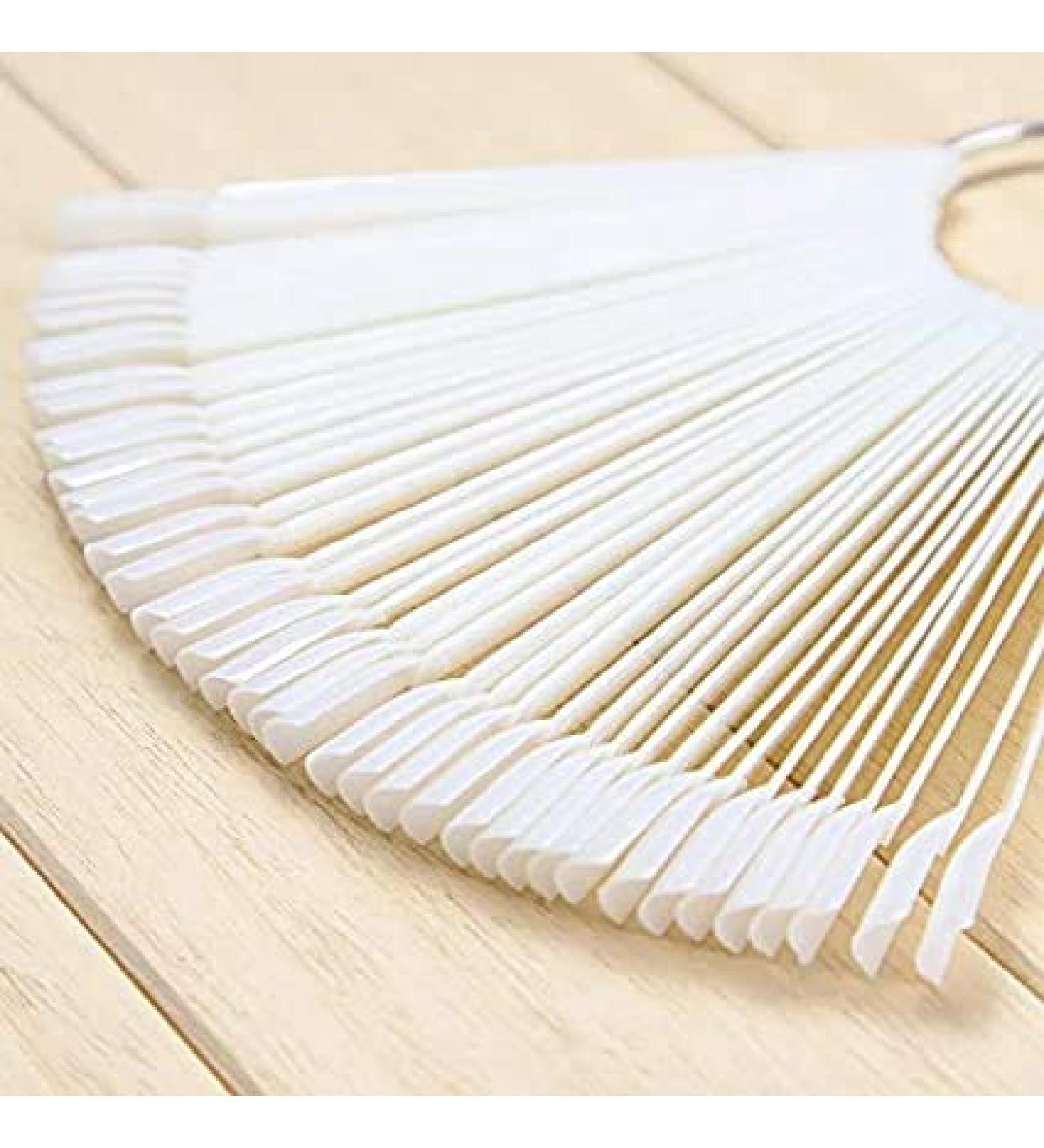 Transparent Fan-Shaped Nail Tips Display with Metal Screw Ring Holder - Perfect for Nail Art Showcase - Buy Online on GoSupps.com