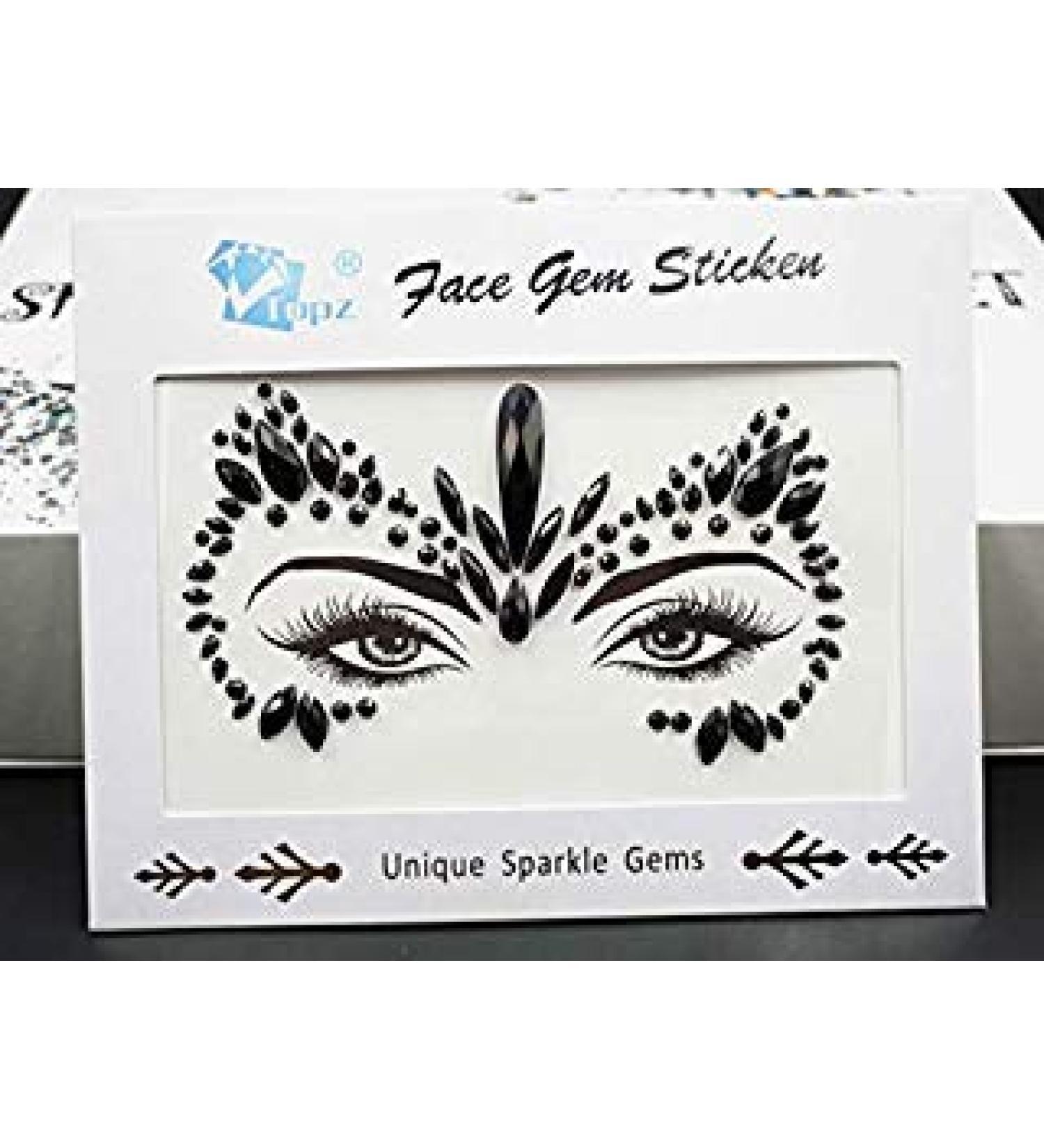 black jewels for face halloween Face gems black body jewels gems rave make up festival face jewels Party outfit rave wear glitter crystal rhinestone sticker(black)