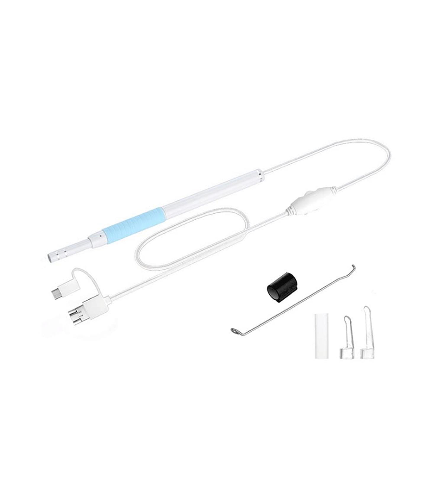 QIYUDS Ear Wax Removal Kit - 5.5mm HD Wireless Otoscope Camera with LED Lights for Adults, Kids, and Pets - Blue - Buy Online on GoSupps.com
