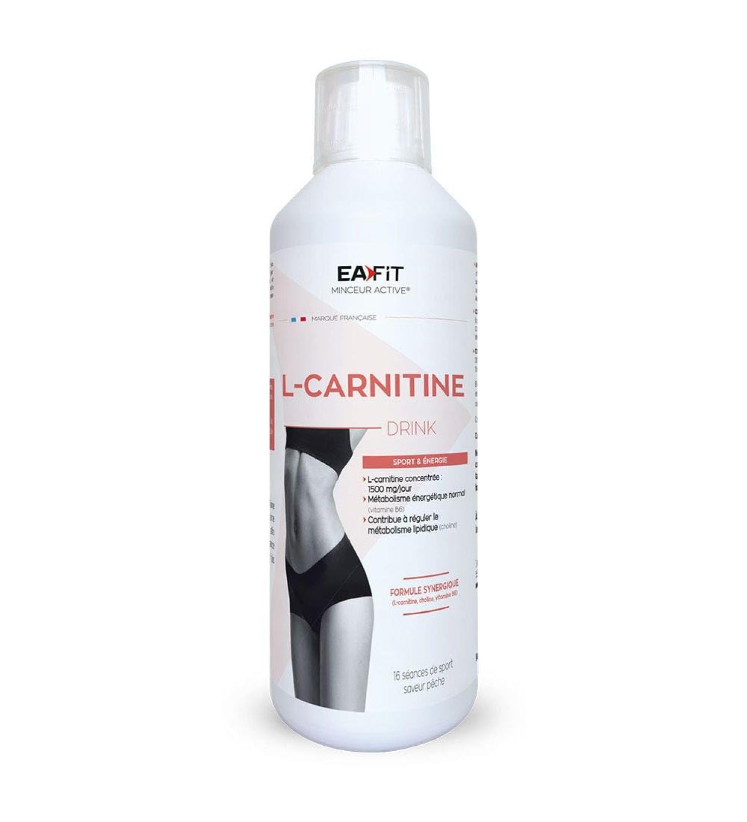 EAFIT Slimming - L-Carnitine DRINK - Powerful Fat Burner - Weight Loss - Energy Booster - Improves Sports Performance - Vitamin B6 - Choline - Peach Flavor - Before Sport - 500 ml - Buy Online on GoSupps.com