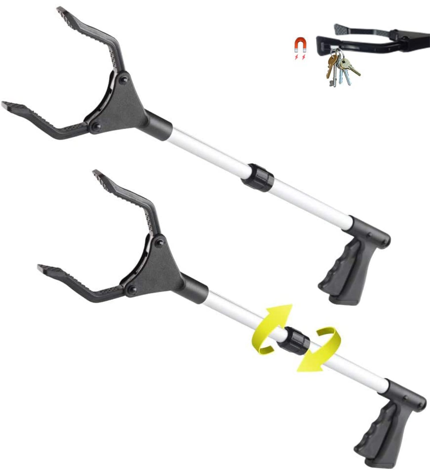 Grabber Reacher 2-Pack - Long Trash Picker with Mobility Aid Arm - Lightweight & Rotating Gripper - Ideal for Garden, Wheelchair & Disabled - 30-44 - Buy Online on GoSupps.com