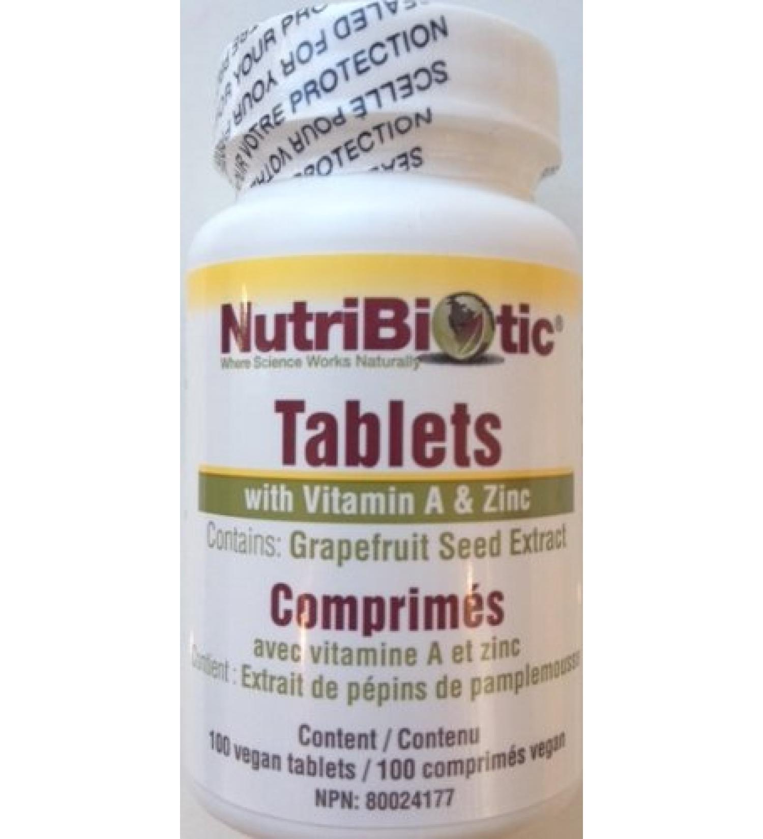 Nutribiotic grapefruit seed extract (GSE) (100Tablets) With Vitamin A and Zinc Brand: Nutribiotic