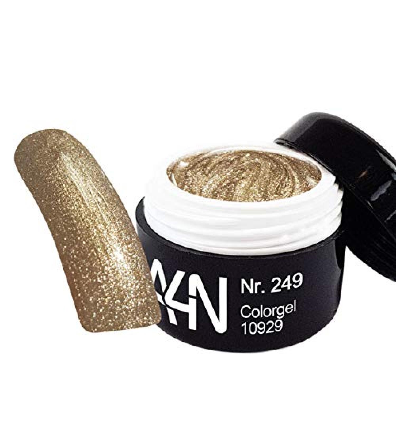 UV-LED Colorgel Sweety Silver 5ml No. 249 Gold-Silber-Gel with a lot of glitter well opaque.Suitable for painting French or full cover.