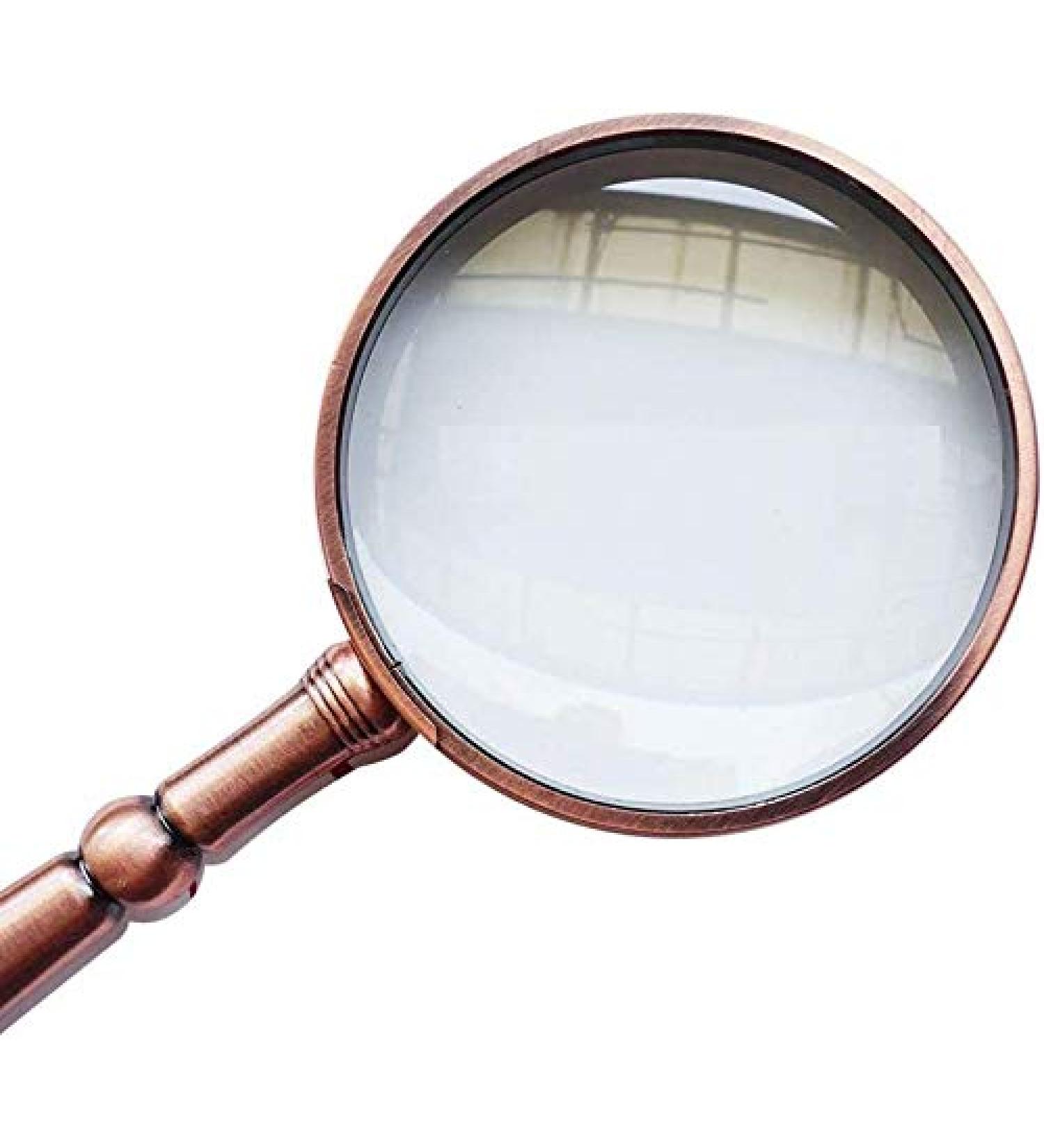 Magnifiers Portable Magnifying Glass Retro Style Pure Copper Border Old Man Reading 20 Times Handheld HD Children Light Students with High Magnification Observation Insects