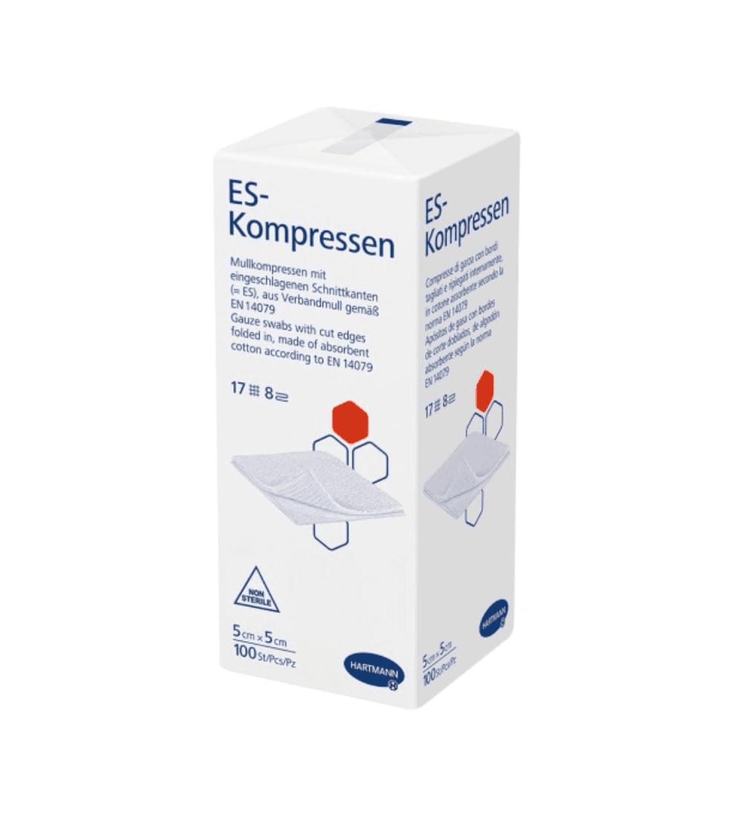 ES compresses non-sterile 8-ply 5 x 5 cm 100 pieces (1 pack)