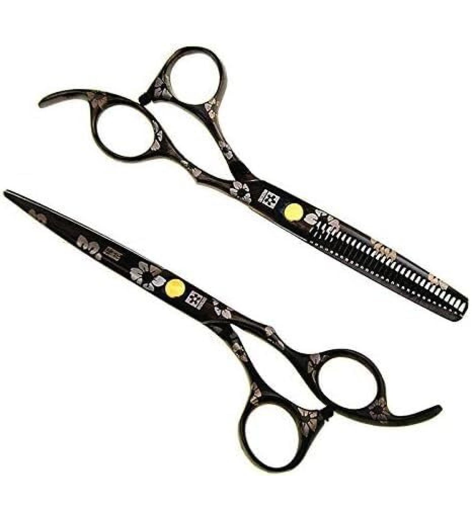 Professional 6 Inch Hair Cutting Scissors Set - Black Cherry Thinning Shears for Barbers & Hairdressers - Premium Quality Haircut Scissors - Buy Online on GoSupps.com
