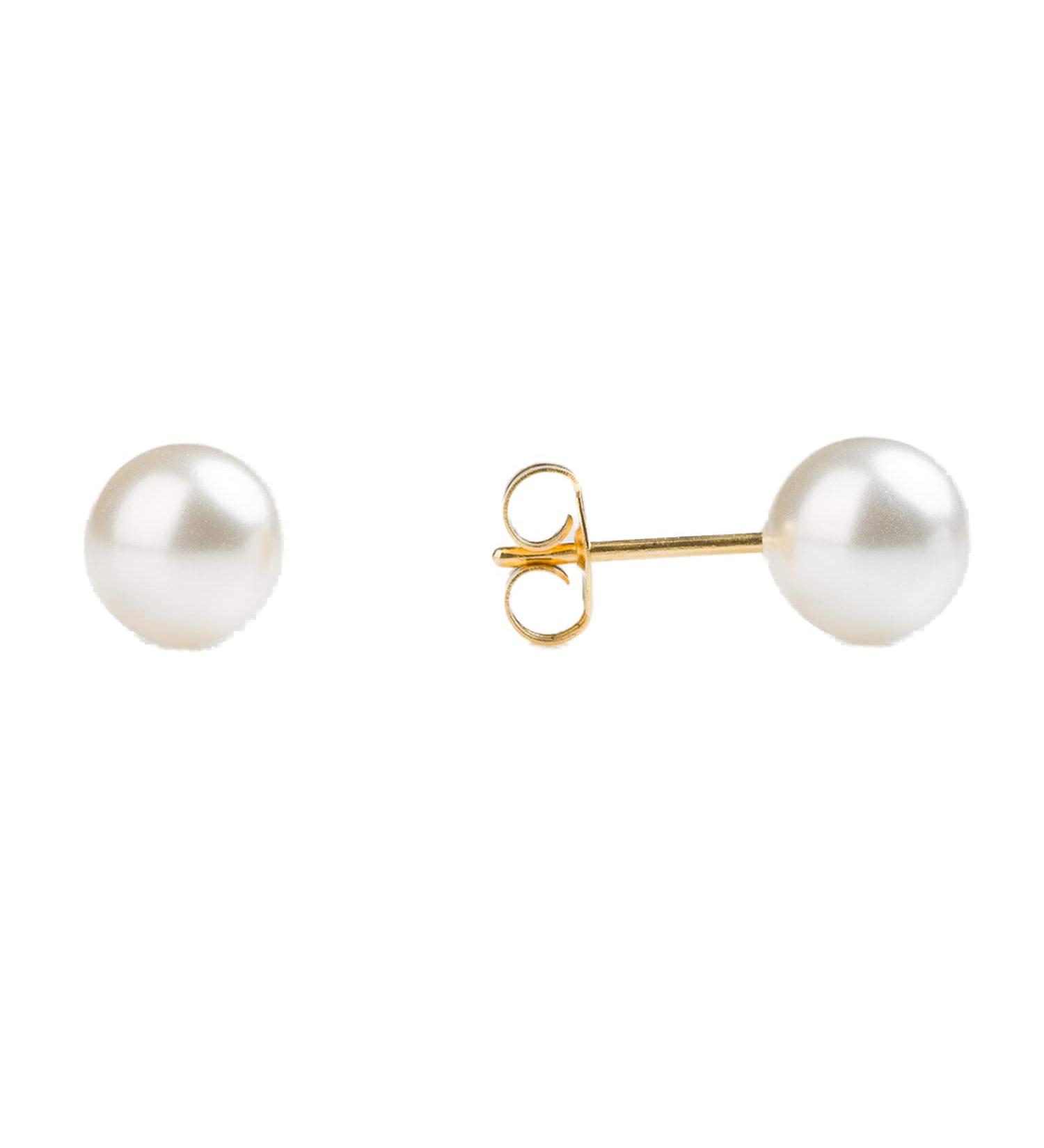 STUDEX Sensitive White Pearl Stud Earrings 7mm | Hypoallergenic and Nickel Safe for Sensitive Ears | Gold Plated Posts | High Fashion Earrings for Women and Men-PR-677-S