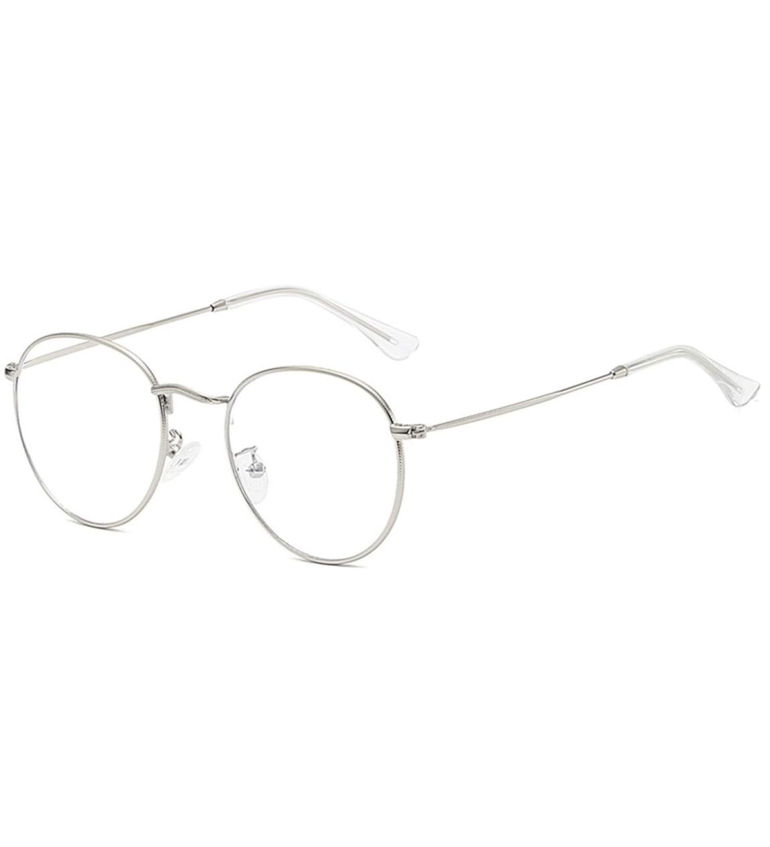 Migoo Classic Round Blue Light Filter Glasses - Unisex Retro Metal Frame Nerd Glasses in Silver - Buy Online on GoSupps.com