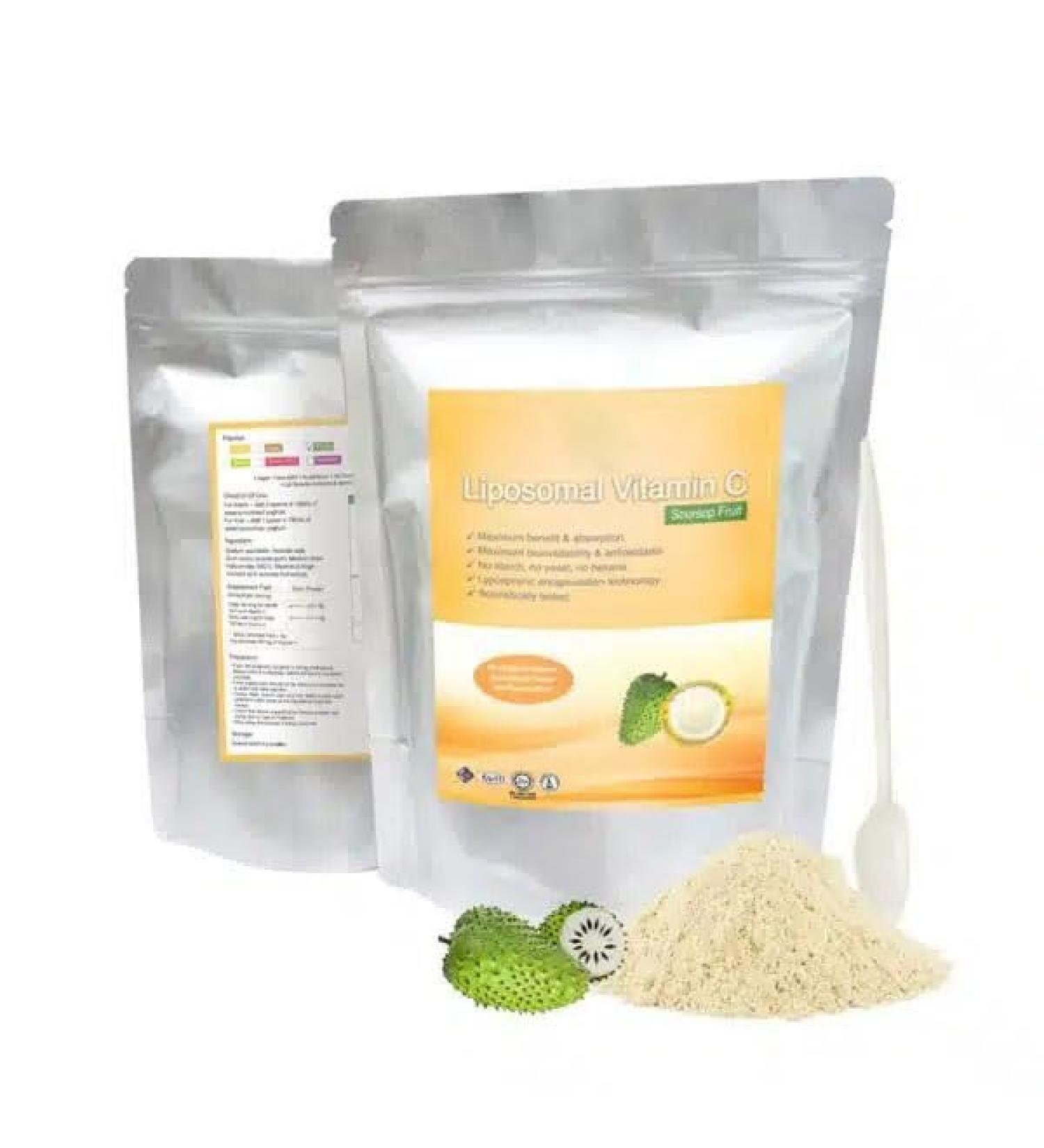 Vitamine C liposomale + poudre d'extrait standardis de corossol - Poudre 150g pur 100% naturel sans additif - Pour soupe smoothies caf boissons p tisseries