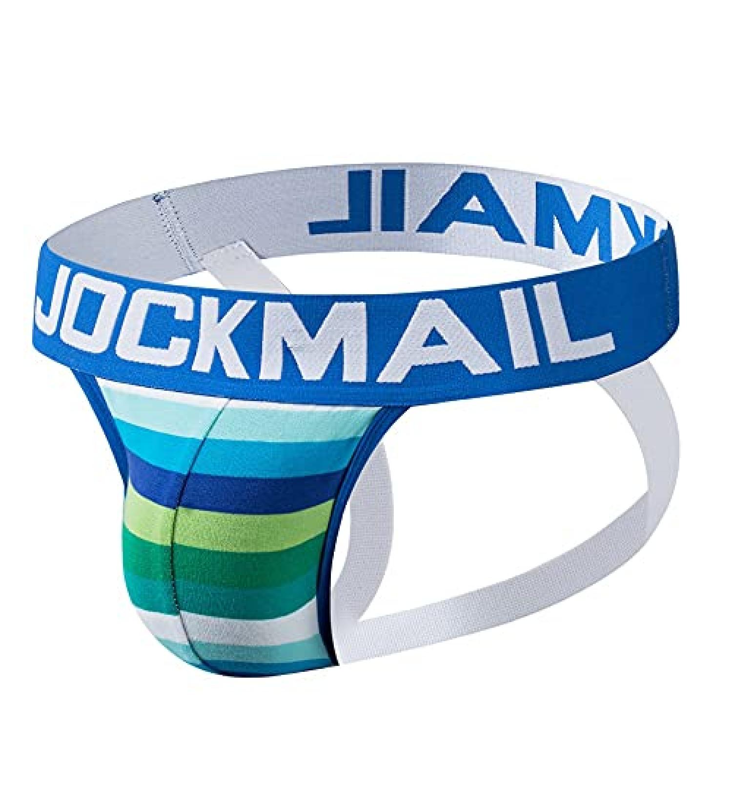 Mens XX-Large Blue Rainbow Cotton Jock Strap Athletic Supporter - Gym Sport Underwear for Men - Buy Online on GoSupps.com