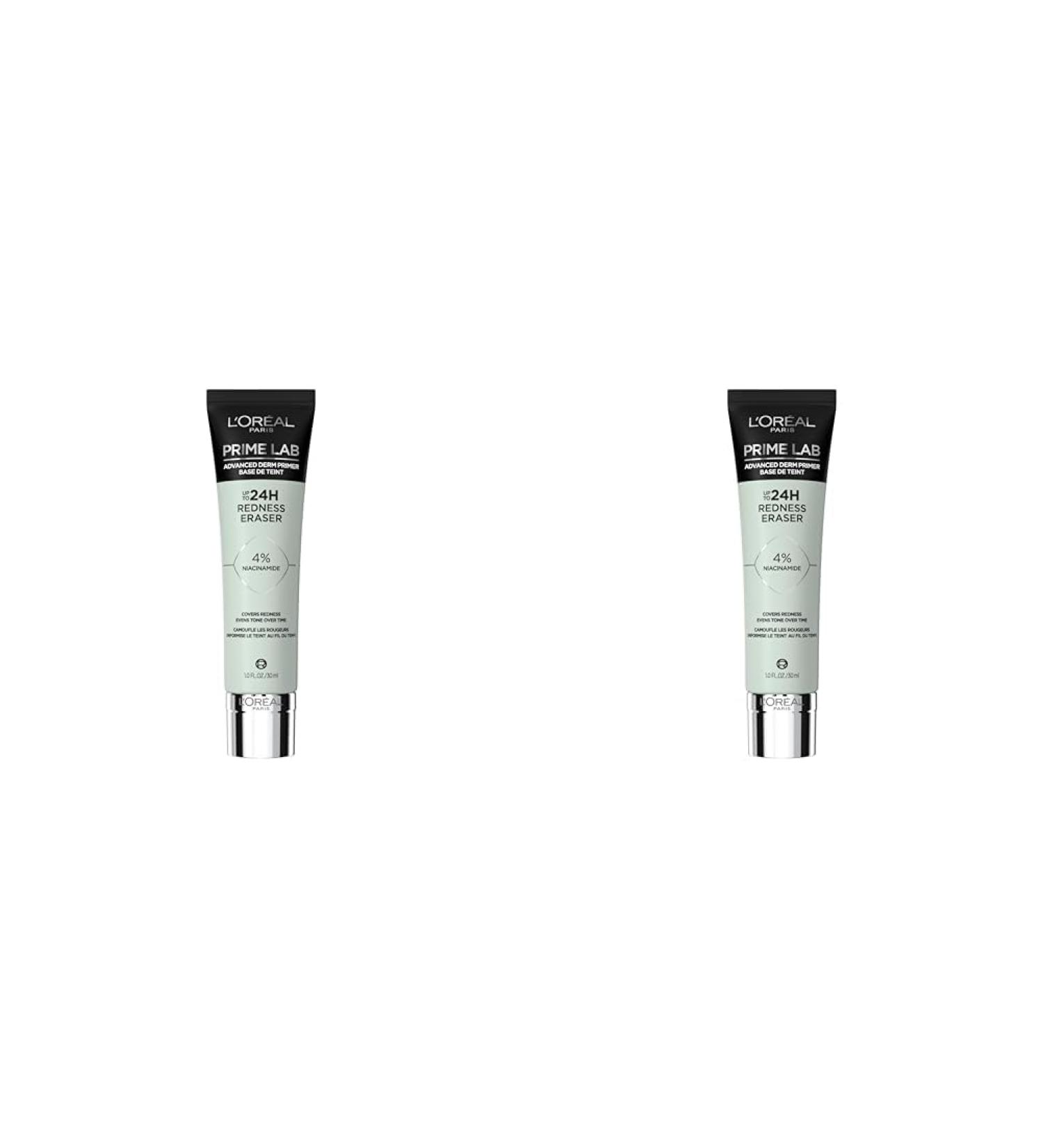 L'Or al Paris Redness Eraser Primer - Long-Lasting Makeup Conceals Redness 24-Hour Hold Advanced DERM Primer (30 ml 2-Pack) - International Shipping Available - Buy Online on GoSupps.com