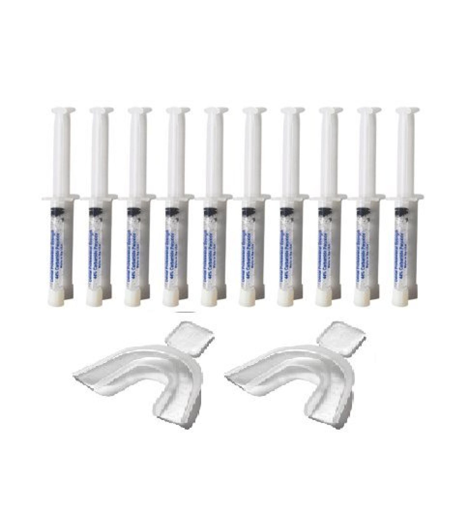 10 Syringes (3cc) of 44% Teeth Whitening Gel by White Teeth Global (Mouth Trays Included)