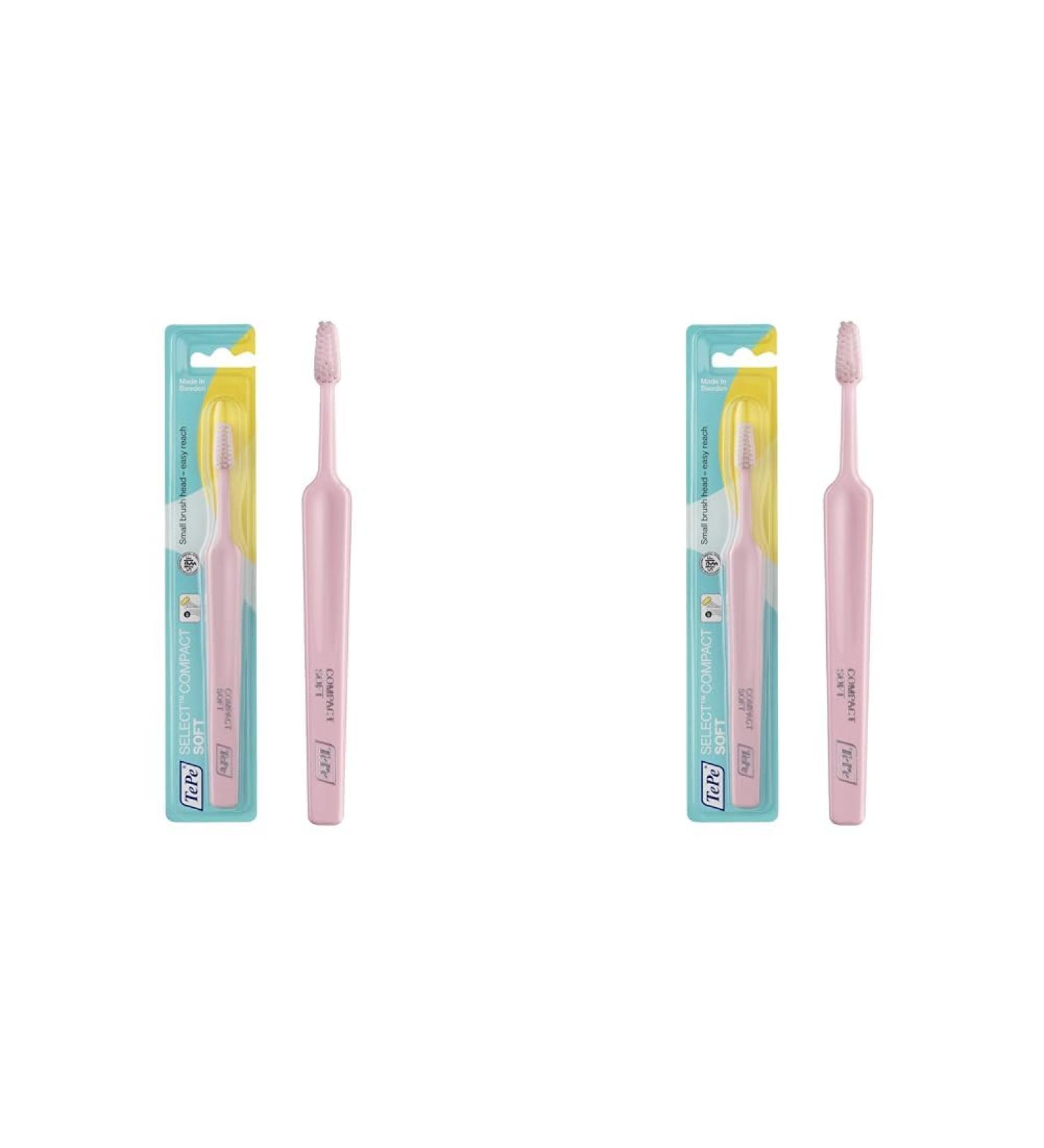 TEPE SELECT Compact Soft Toothbrush - Soft Bristle Narrow Brush Head for All Ages (Pack of 2) - Ideal for Sensitive Gums - Buy Online on GoSupps.com