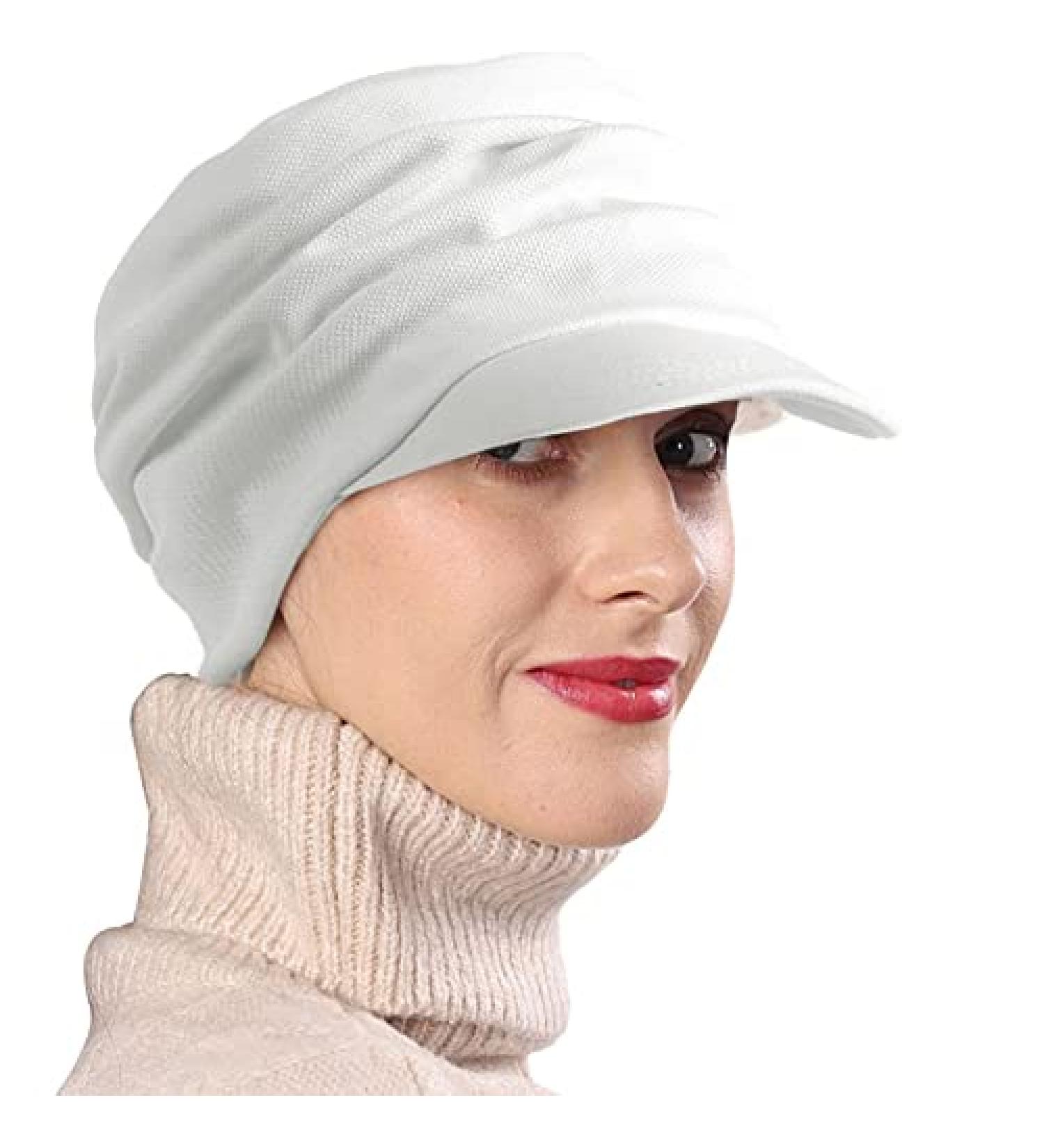 Forbusite Women's White Newsboy Hat Cabbie Cap for Cancer Hair Loss - Buy Online on GoSupps.com